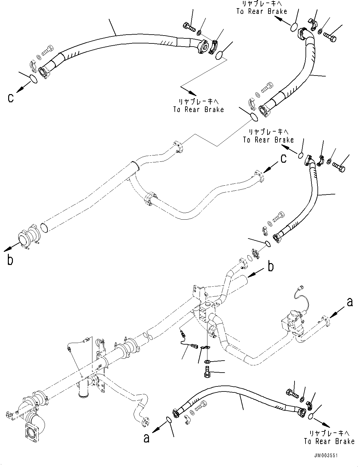 Komatsu parts book diagram for HD785-7 S/N 37001-UP: BRAKE OIL COOLING HYDRAULIC PIPING, SENSOR(#30001-)