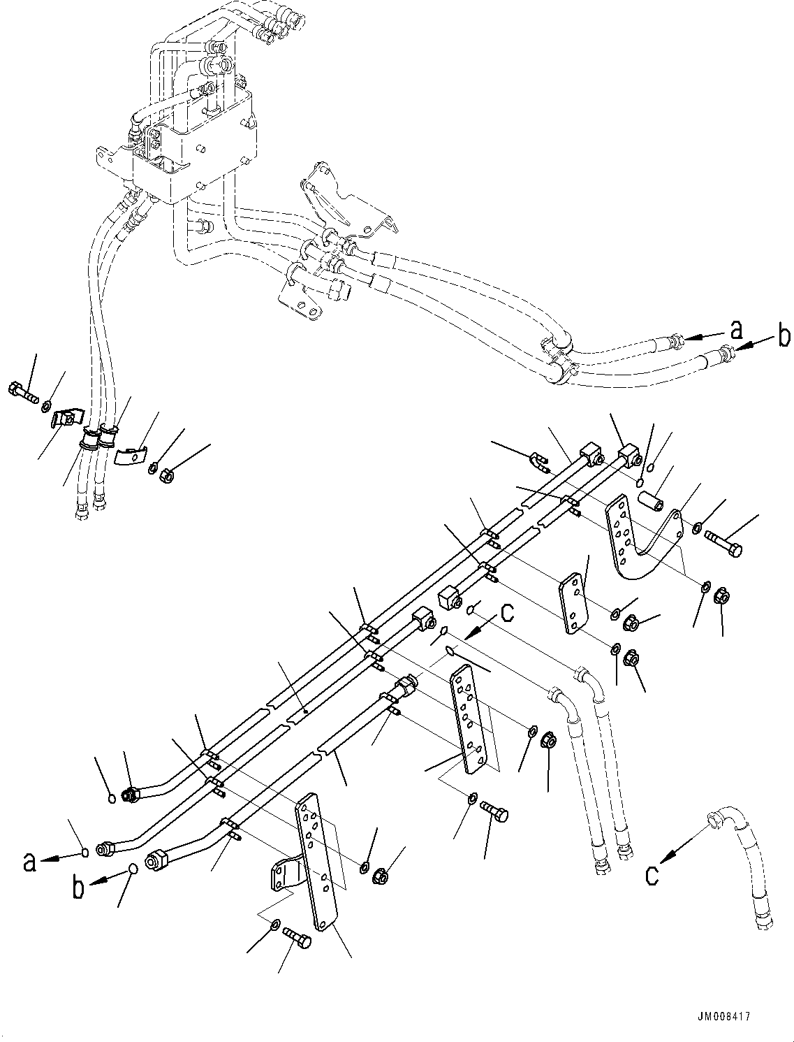 Komatsu parts book diagram for HD785-7 S/N 37001-UP: BRAKE PIPING, FRAME R.H. (3/3)(#31053-31142)