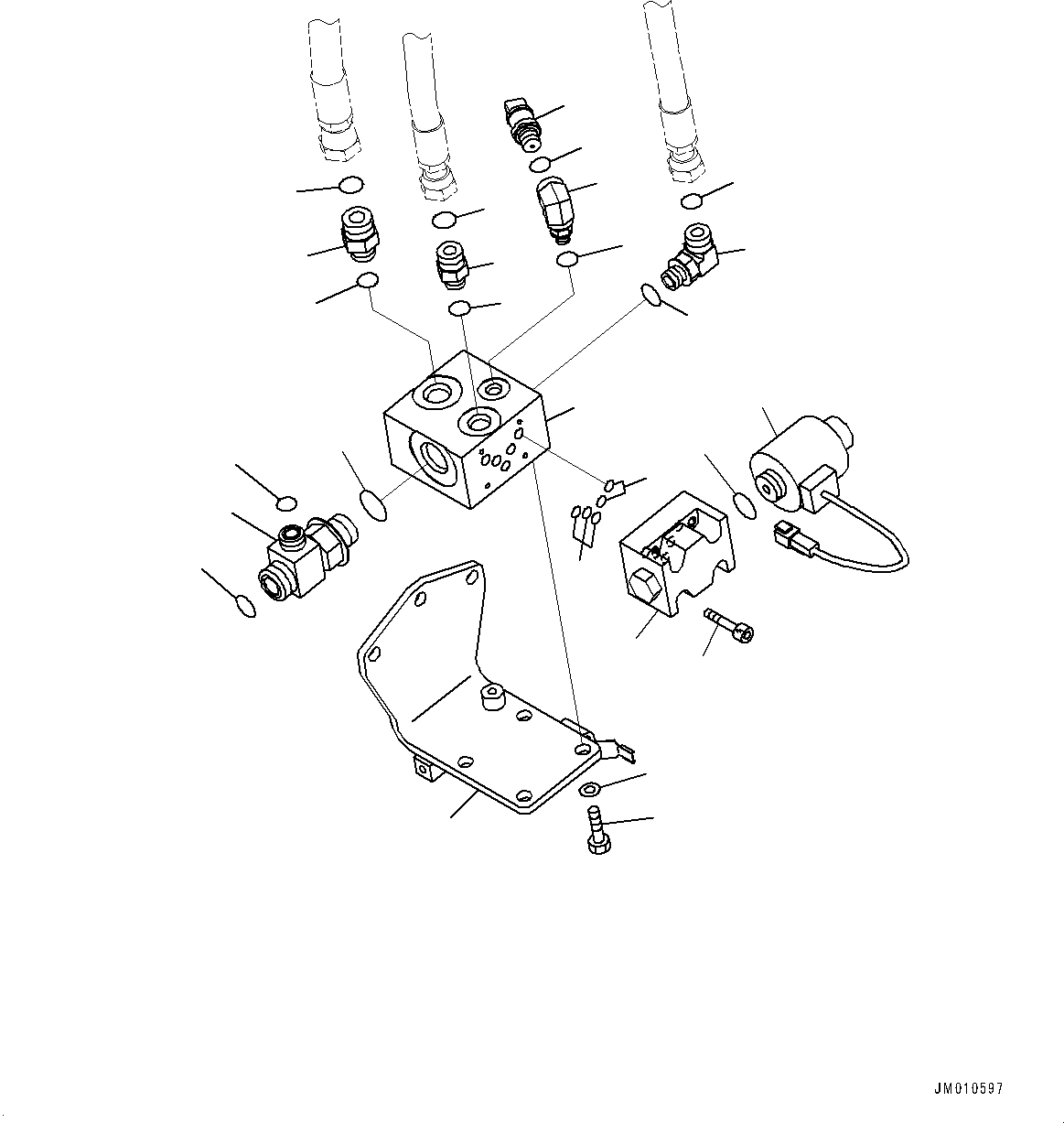 Komatsu parts book diagram for HD785-7 S/N 37001-UP: BRAKE PIPING, PARKING BRAKE VALVE(#31734-32095)