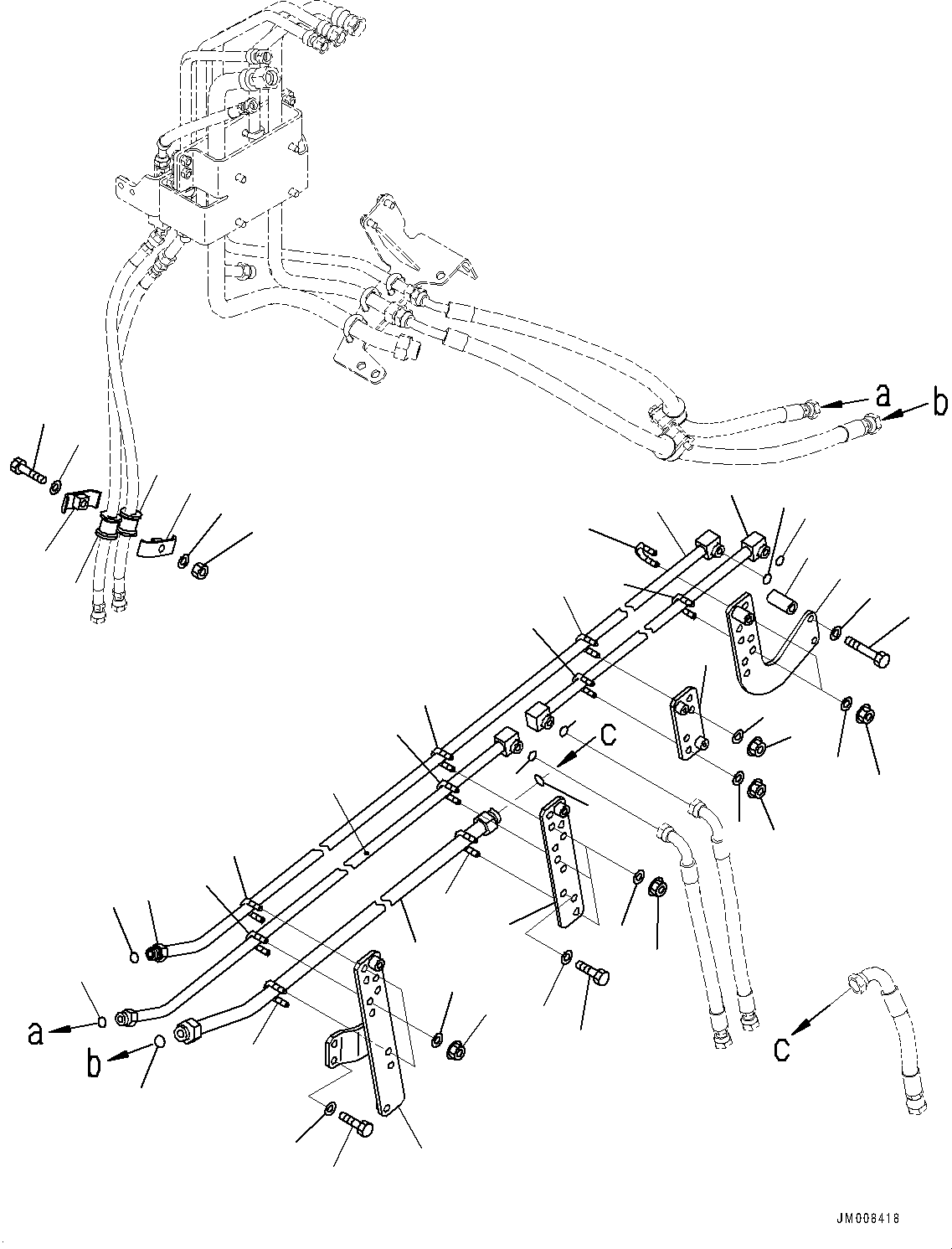 Komatsu parts book diagram for HD785-7 S/N 37001-UP: BRAKE PIPING, FRAME R.H. (3/3) (WITH ANTI-SKID BRAKE SYSTEM (ABS), AUTO-GREASING SYSTEM)(#31053-31142)