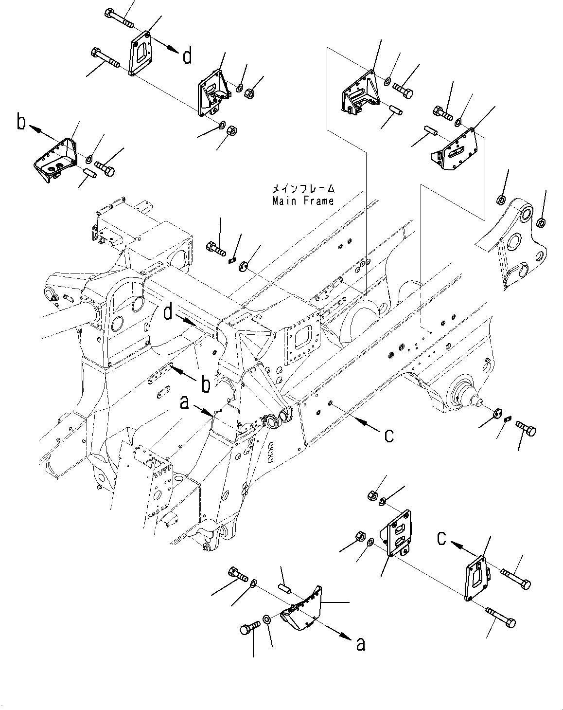 Komatsu parts book diagram for HD785-7 S/N 37001-UP: MAIN FRAME, MOUNTING BRACKET(#37001-)