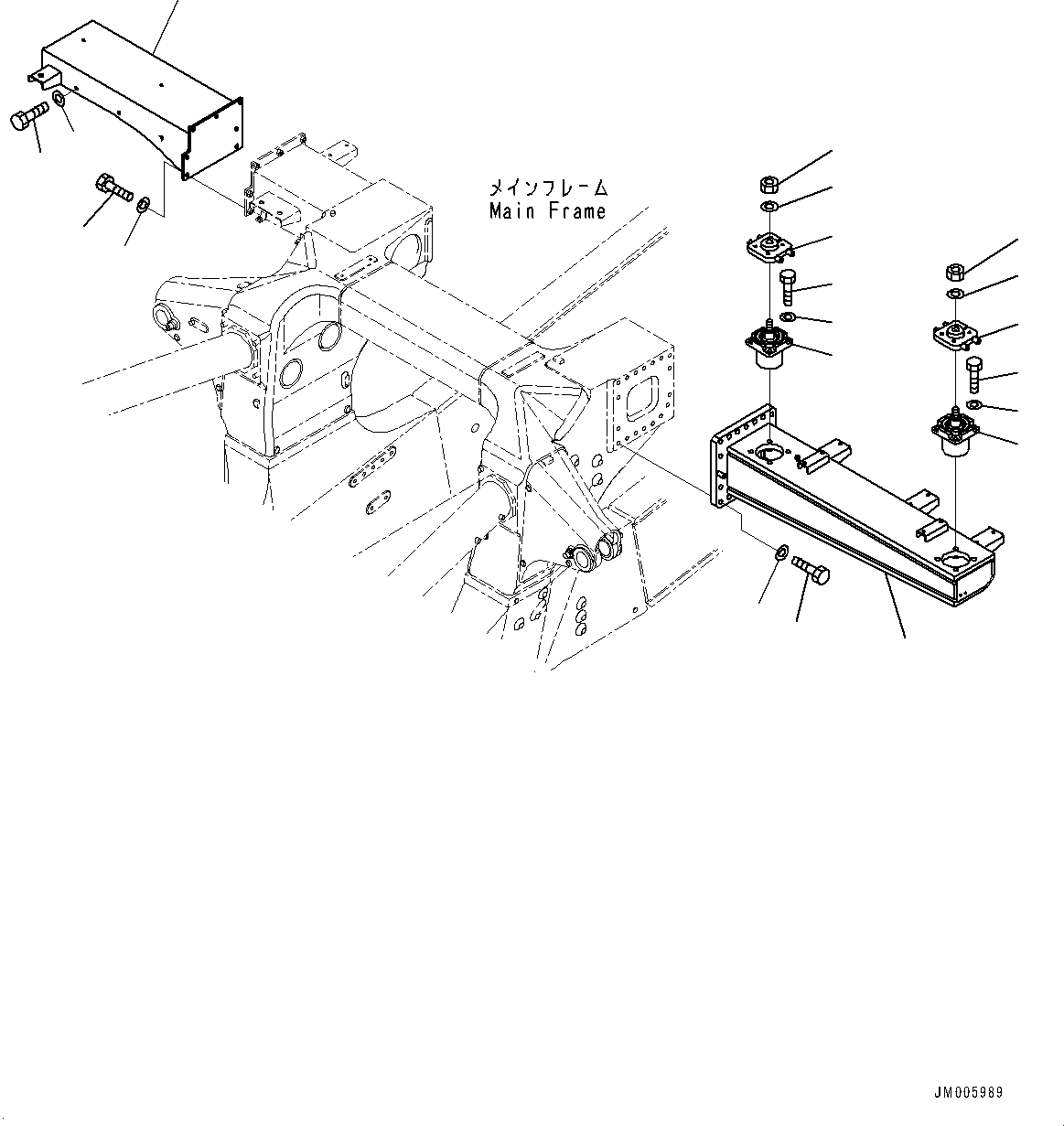 Komatsu parts book diagram for HD785-7 S/N 37001-UP: REAR SUPPORT, REAR SUPPORT (WITH EXHAUST BOX, MUFFLER, ANTI-SKID BRAKE SYSTEM (ABS))(#30716-)