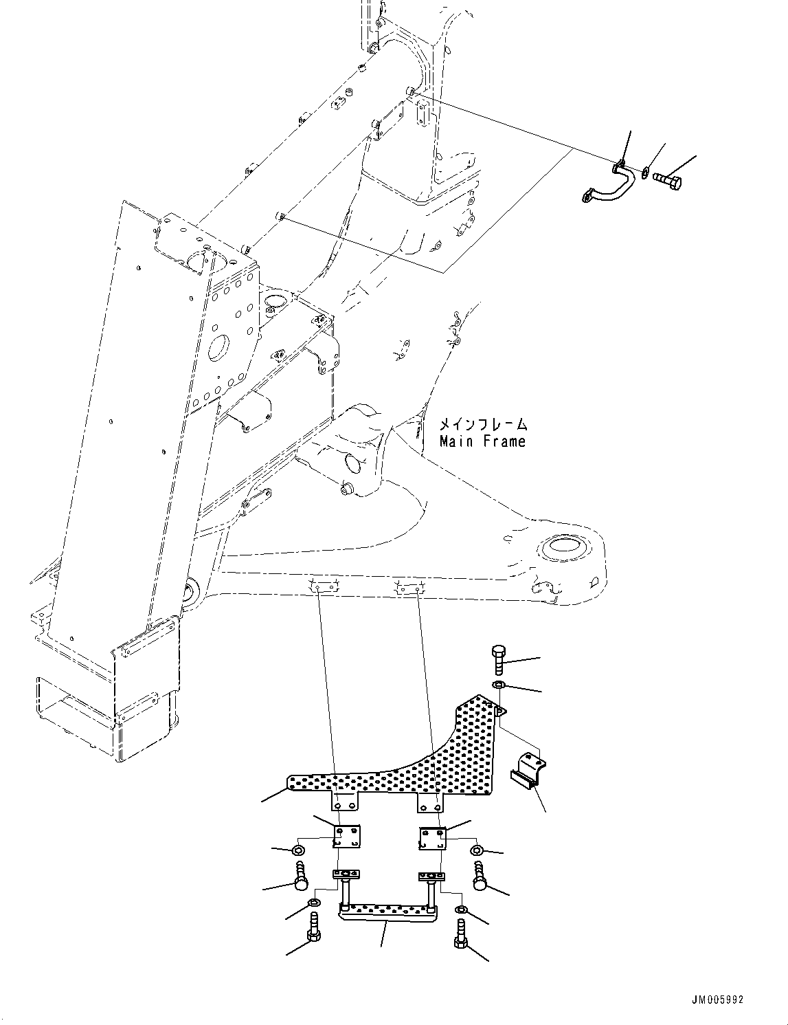Komatsu parts book diagram for HD785-7 S/N 37001-UP: FRONT SUPPORT, STEP (1/2)(#30001-)