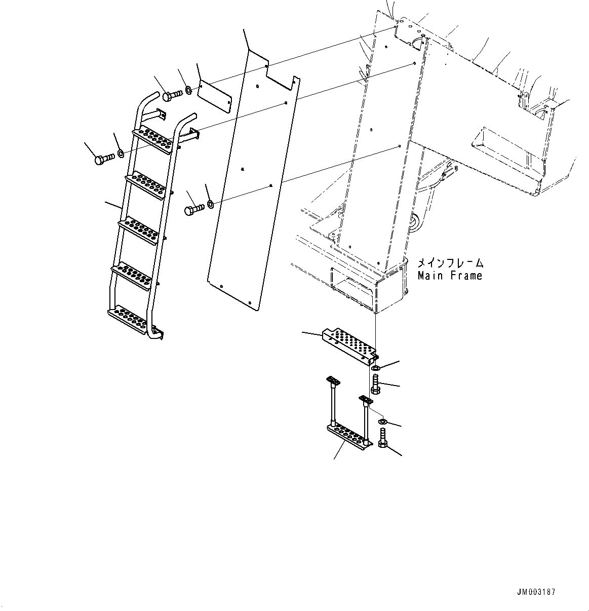 Komatsu parts book diagram for HD785-7 S/N 37001-UP: FRONT SUPPORT, BRACKET (1/2)(#30001-)