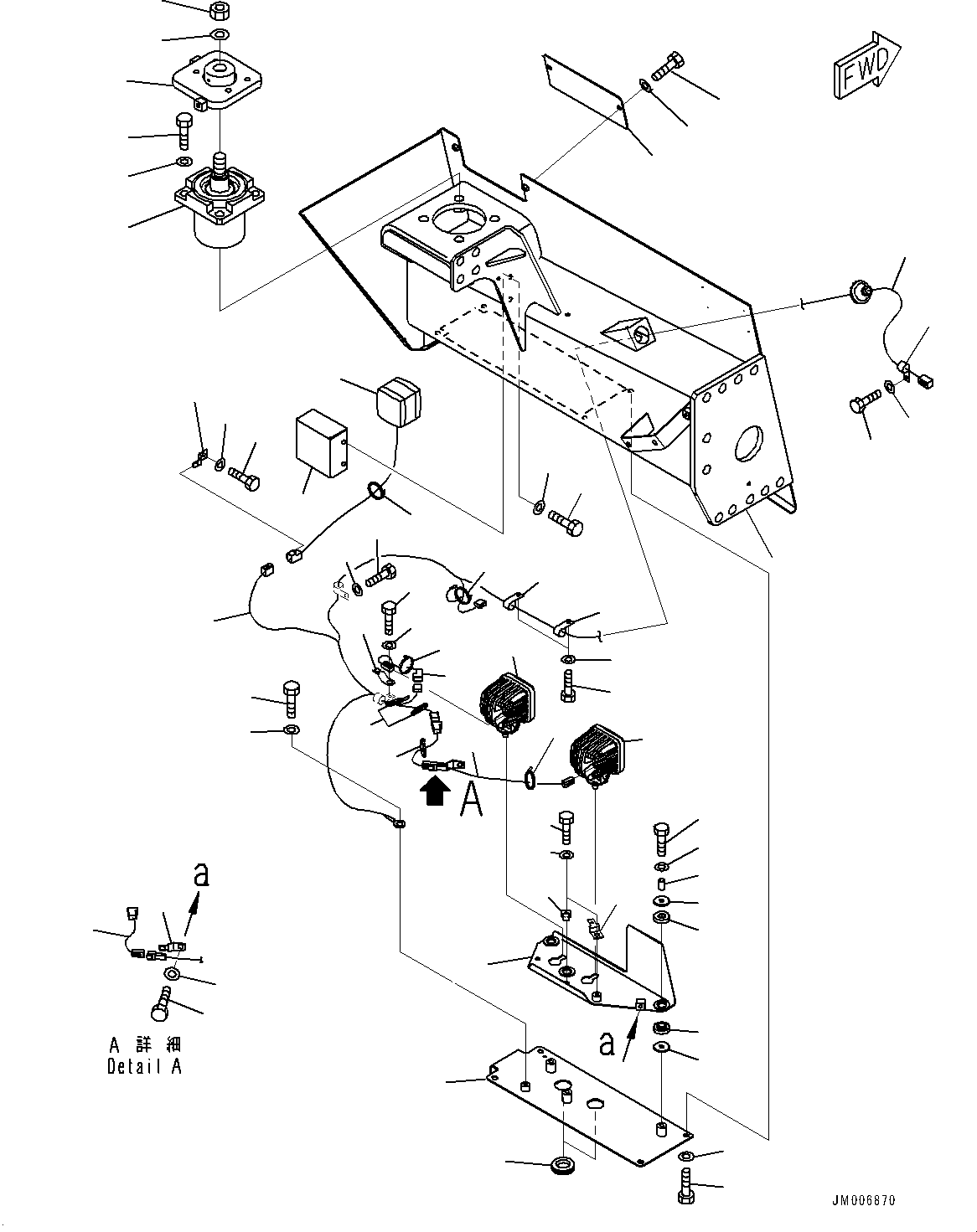 Komatsu parts book diagram for HD785-7 S/N 37001-UP: FRONT SUPPORT, L.H. (WITH LED HEADLAMP (LO/HI))(#30001-)