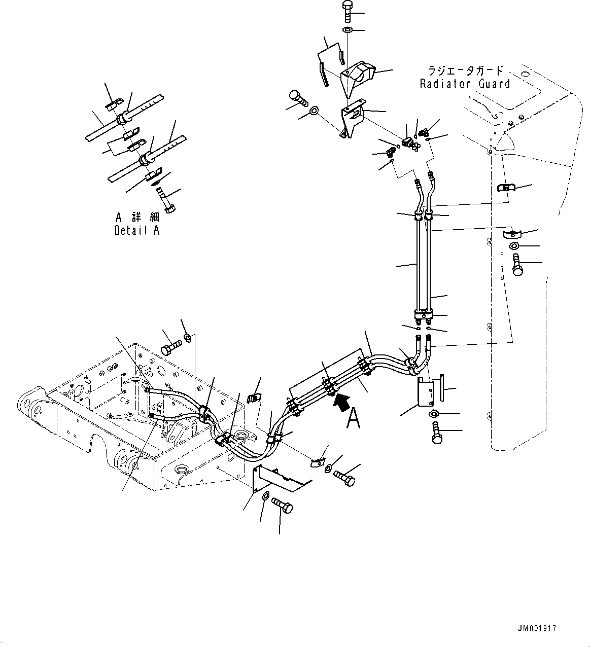 Komatsu parts book diagram for HD785-7 S/N 37001-UP: STAIRWAY, PRESSURE RELEASE PIPING(#30001-)