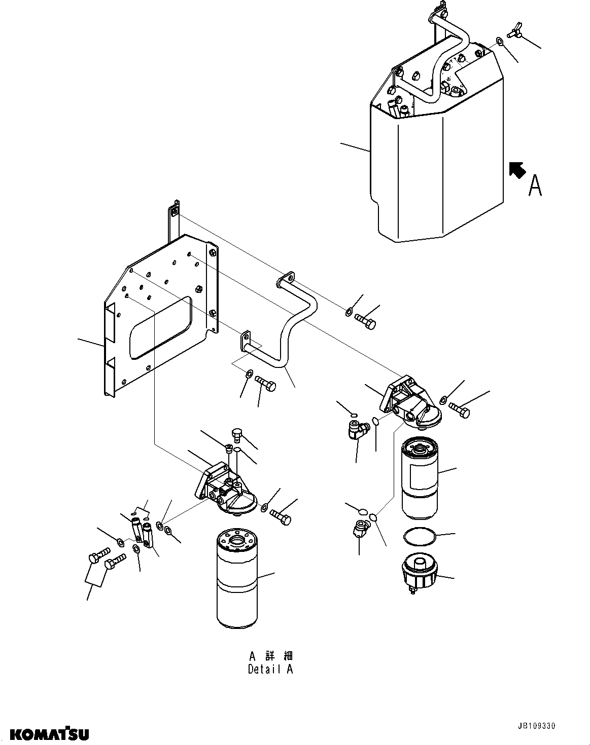 Komatsu parts book diagram for HD785-7 S/N 37001-UP: ENGINE FILTER AND RELATED PARTS, L.H. (WITH EXTRA BAD FUEL AND POOR FUEL SPECIFICATION, WATER+DUST, ADDITIONAL FILTER, BIODIESEL