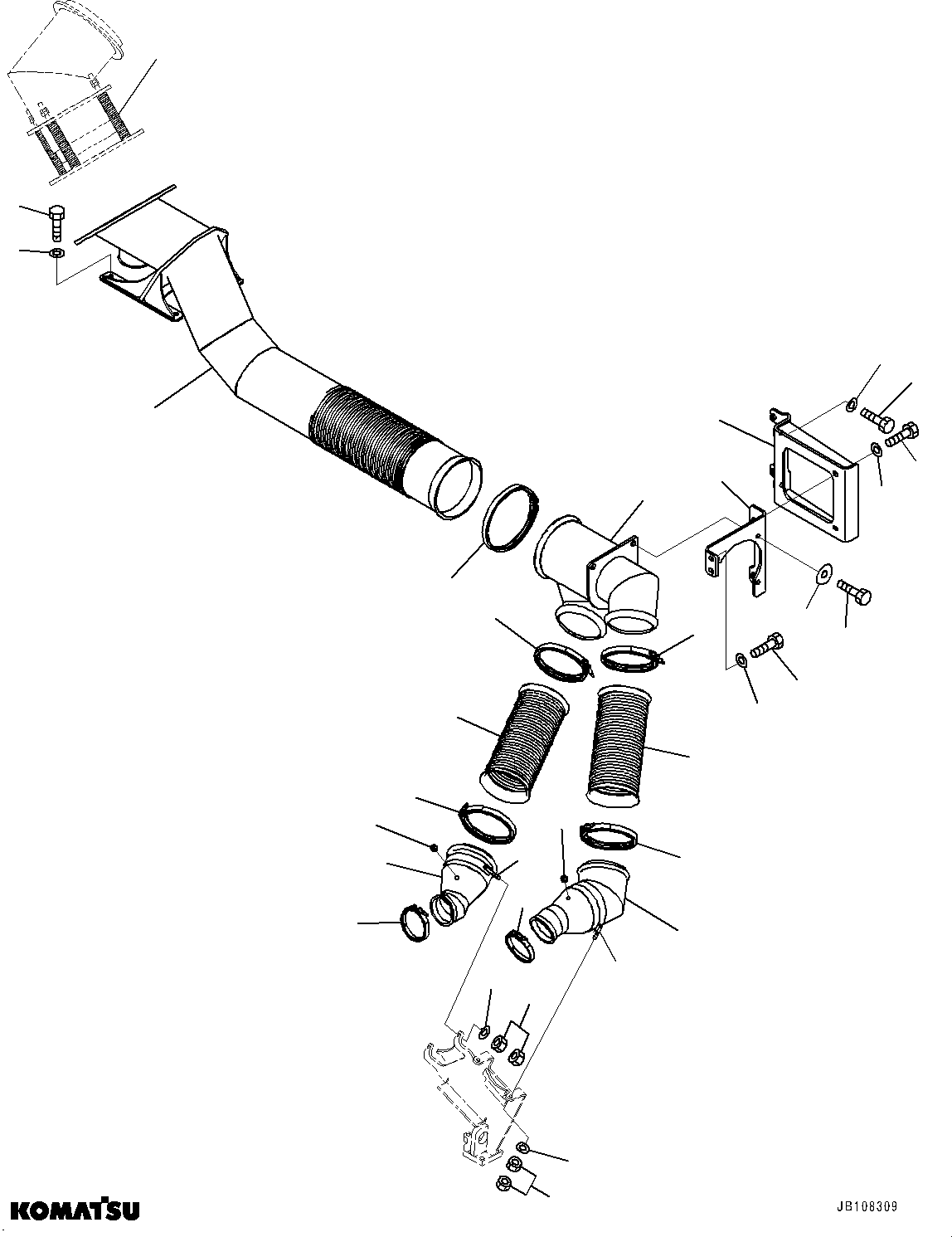 Komatsu parts book diagram for HD785-7 S/N 37001-UP: EXHAUST PIPING, (#31197-)