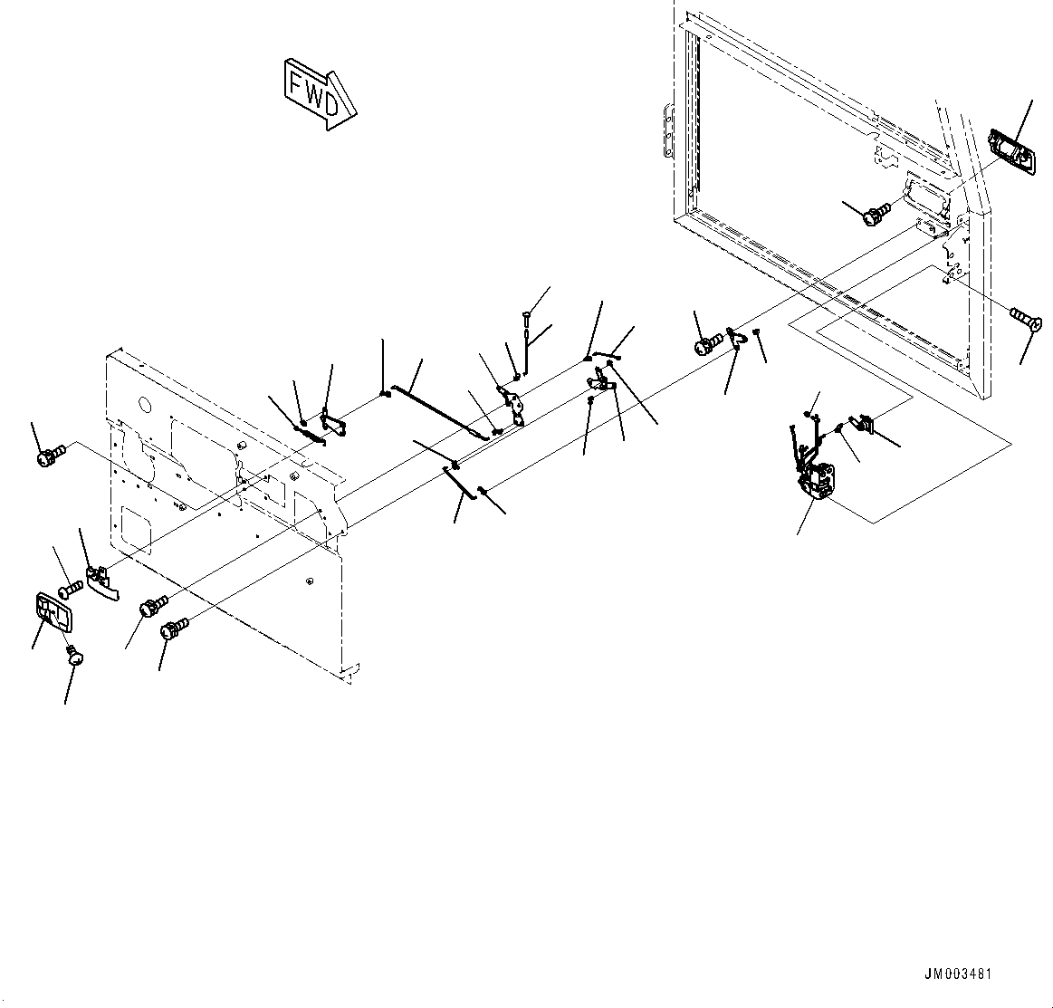 Komatsu parts book diagram for HD785-7 S/N 37001-UP: CAB, DOOR LOCK, L.H.(#37001-)