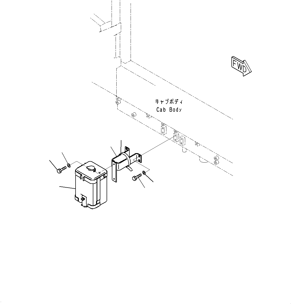 Komatsu parts book diagram for HD785-7 S/N 37001-UP: CAB, WINDOW WASHER TANK(#37001-)