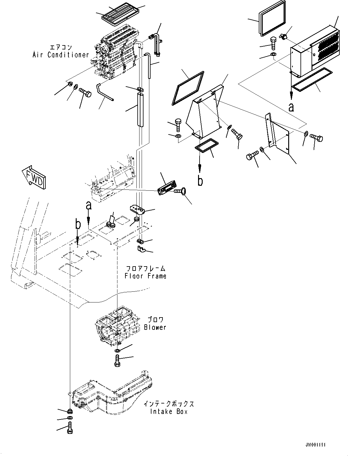 Komatsu parts book diagram for HD785-7 S/N 37001-UP: CAB, AIR CONDITIONER PIPING(#37001-)