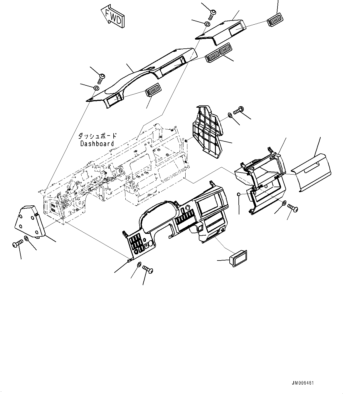 Komatsu parts book diagram for HD785-7 S/N 37001-UP: CAB, DASHBOARD COVER(#37001-)