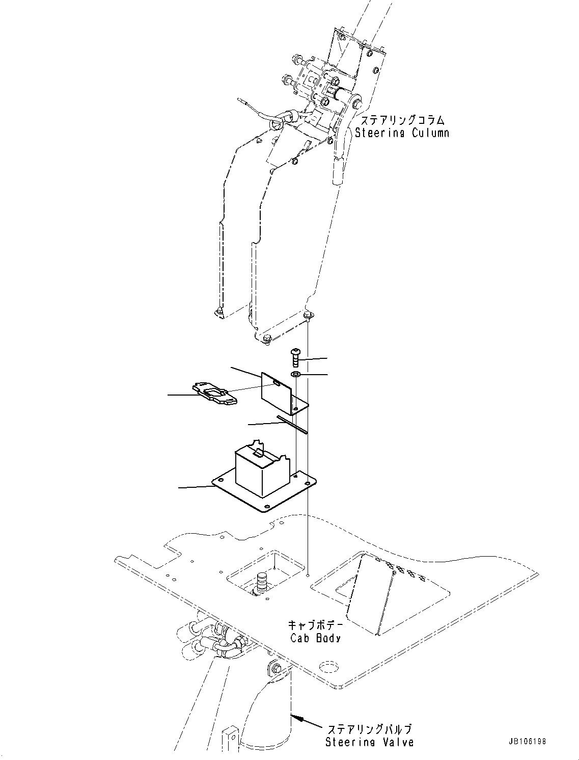 Komatsu parts book diagram for HD785-7 S/N 37001-UP: CAB, STEERING VALVE COVER(#37001-)