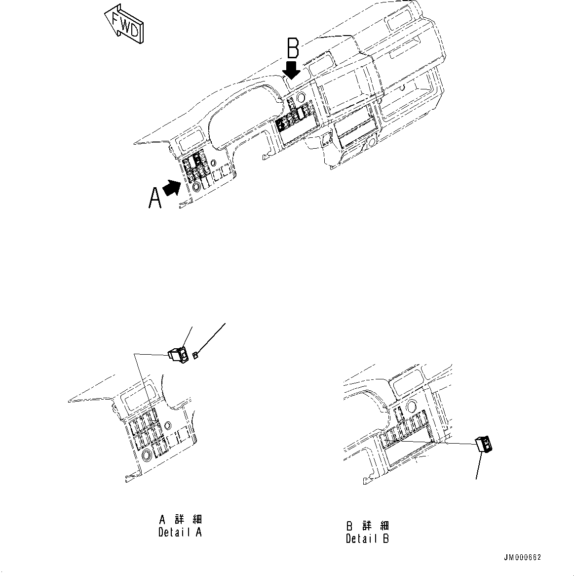 Komatsu parts book diagram for HD785-7 S/N 37001-UP: CAB, SWITCH(#37001-)