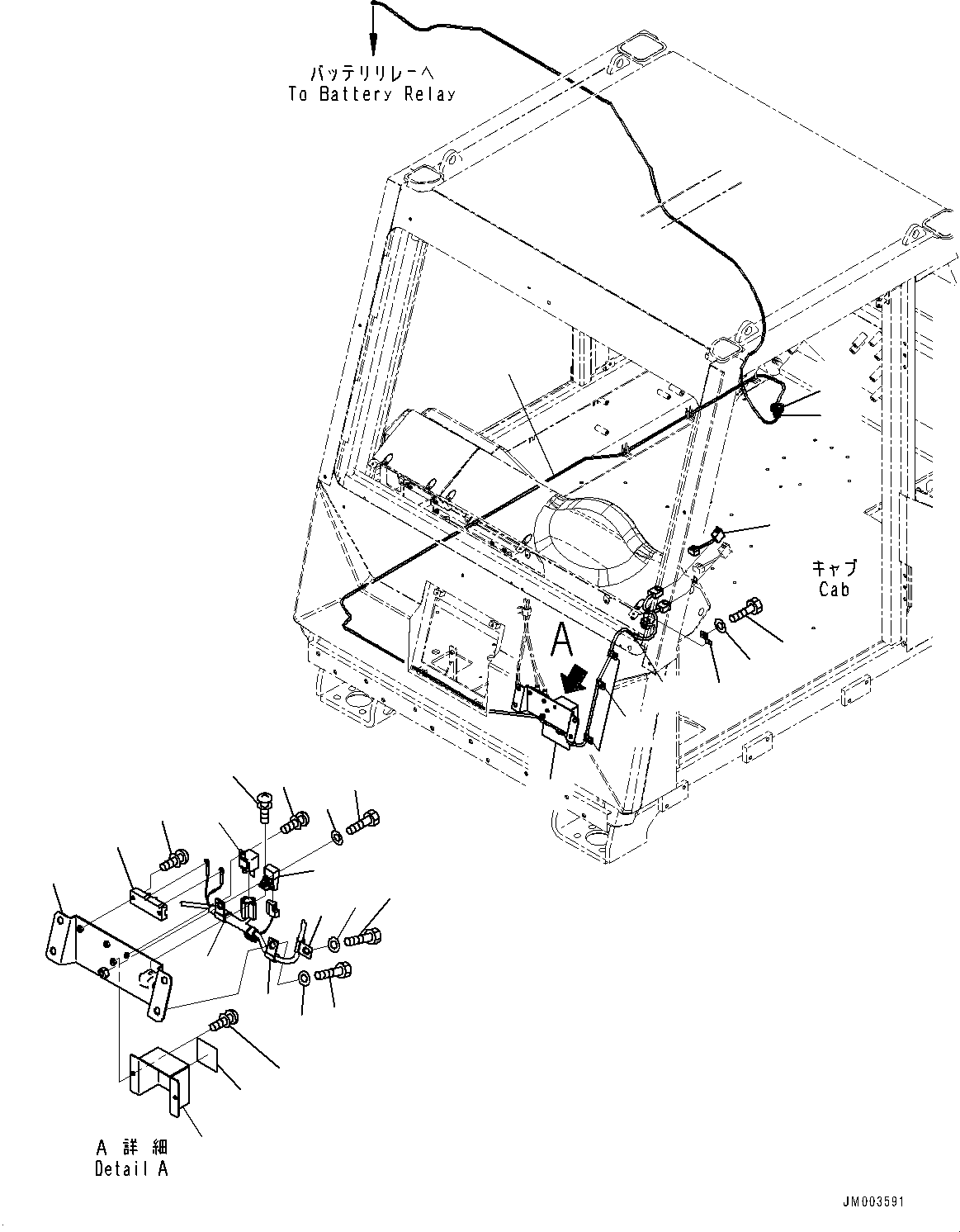 Komatsu parts book diagram for HD785-7 S/N 37001-UP: CAB, DEFOGGER GLASS RELATED PARTS(#37001-)