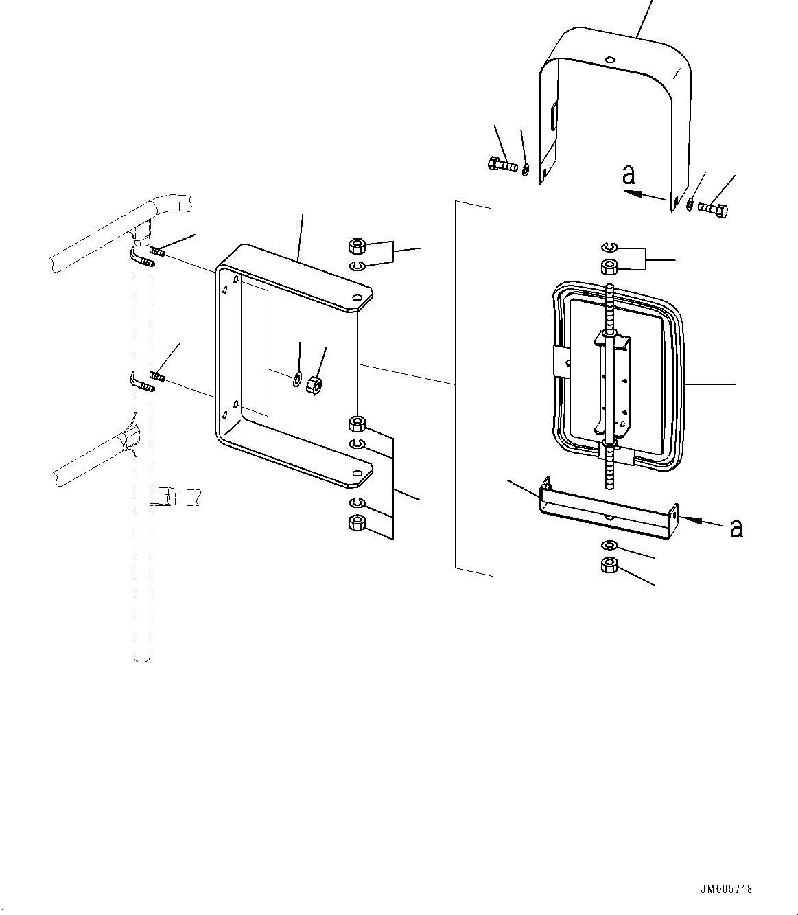 Komatsu parts book diagram for HD785-7 S/N 37001-UP: CAB STEP, SIDE MIRROR(#30666-)