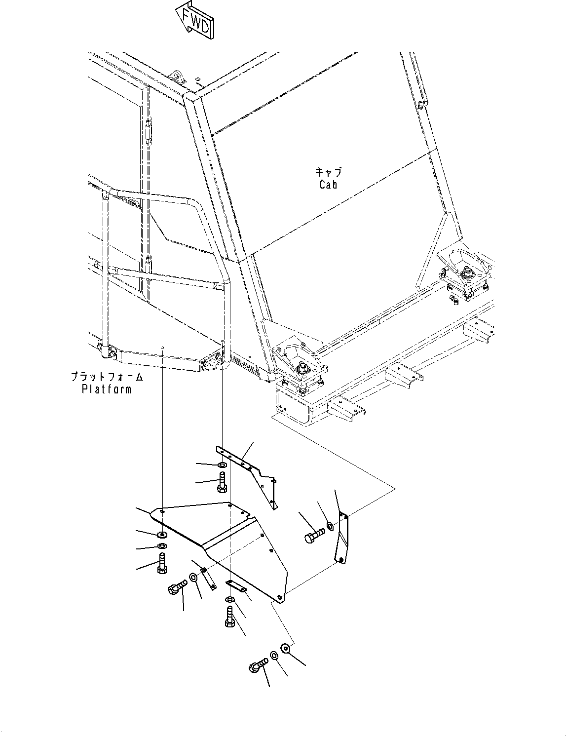 Komatsu parts book diagram for HD785-7 S/N 37001-UP: CAB STEP, MUDGUARD(#30001-)
