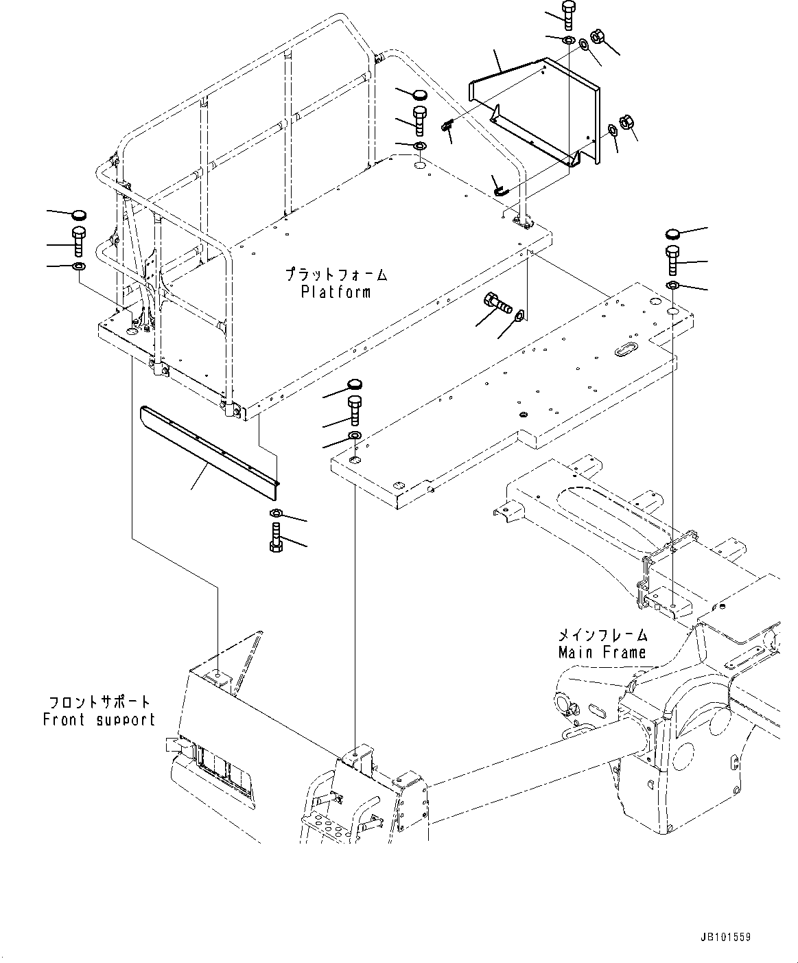 Komatsu parts book diagram for HD785-7 S/N 37001-UP: PLATFORM GROUP, PLATFORM RELATED PARTS(#37001-)