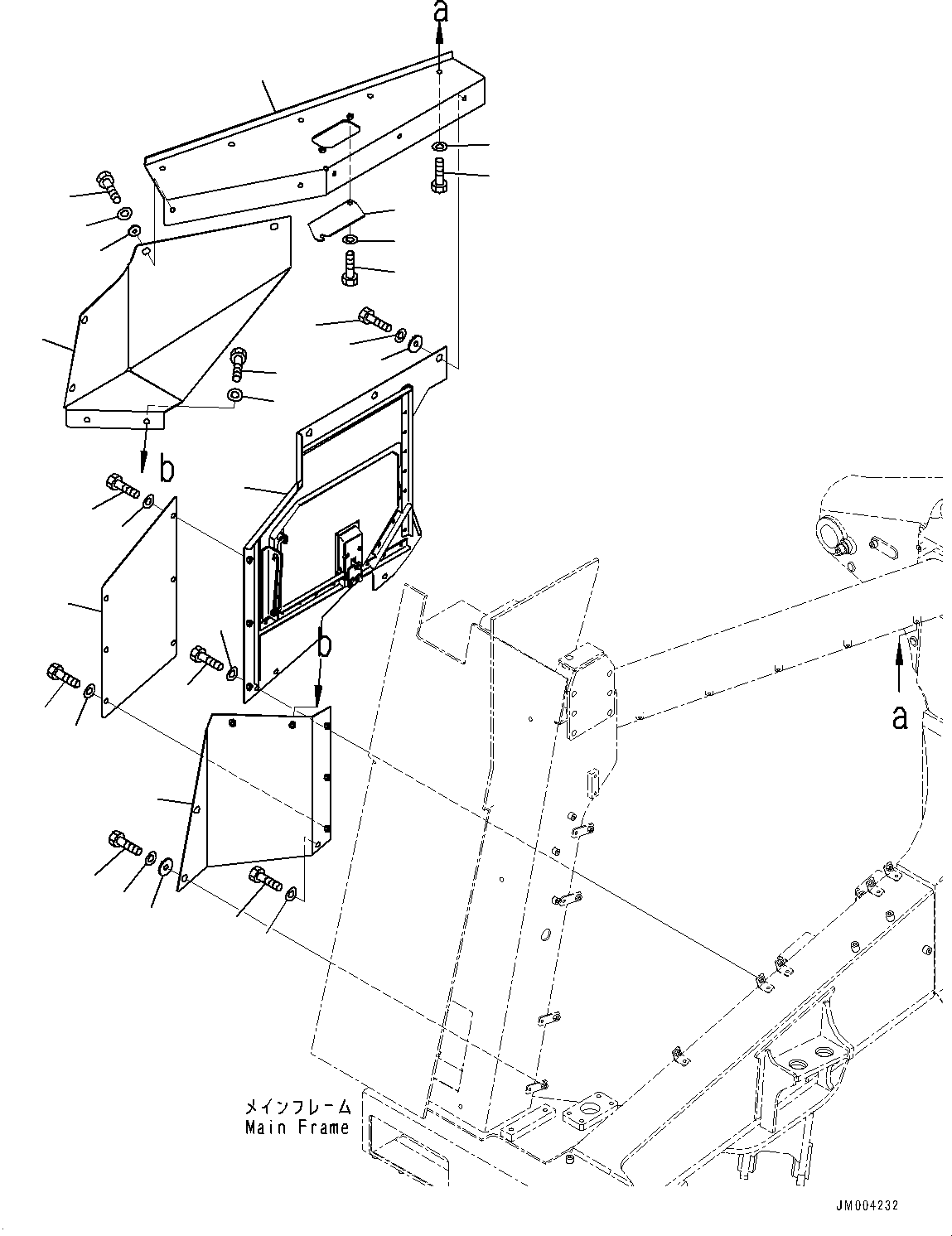 Komatsu parts book diagram for HD785-7 S/N 37001-UP: ENGINE ROOM SIDE COVER, R.H.(#30001-)