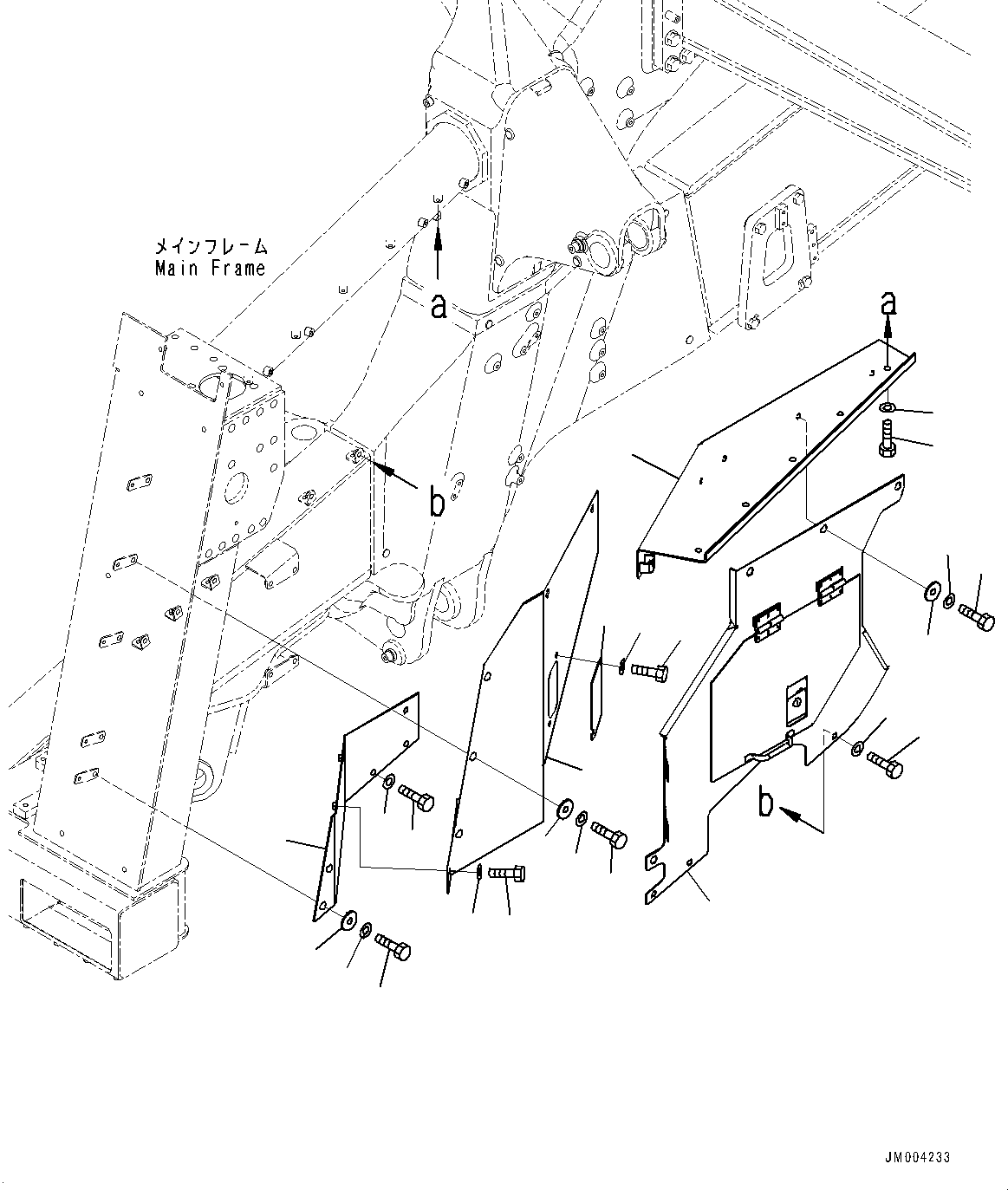 Komatsu parts book diagram for HD785-7 S/N 37001-UP: ENGINE ROOM SIDE COVER, L.H.(#30001-)