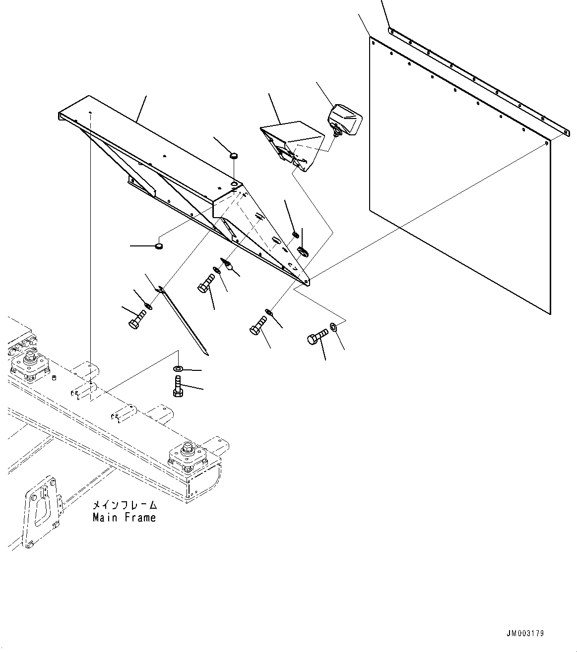 Komatsu parts book diagram for HD785-7 S/N 37001-UP: FENDER, L.H. (WITH MUFFLER, OR, EXHAUST BOX, MUFFLER)(#30001-)