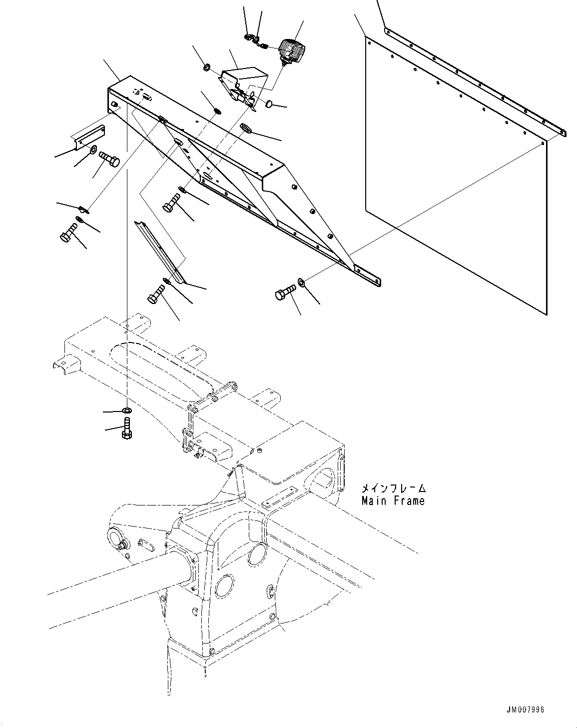 Komatsu parts book diagram for HD785-7 S/N 37001-UP: FENDER, R.H. (WITH LED SIDE WORKING LAMP)(#30001-)