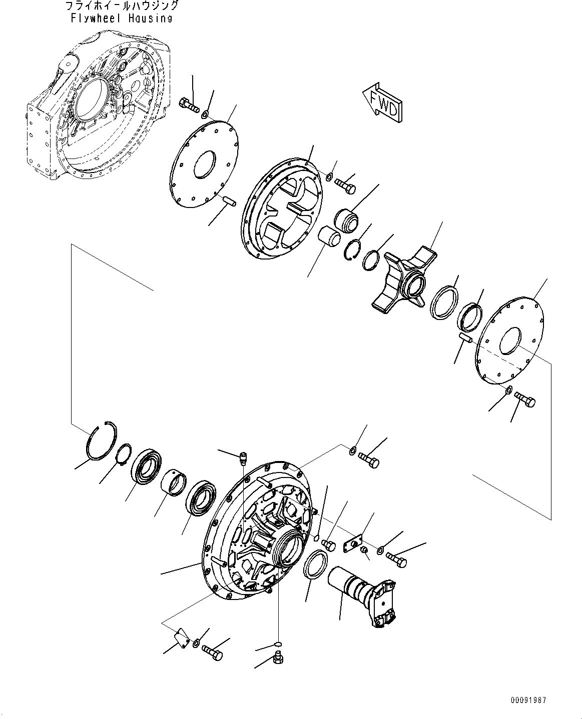Komatsu parts book diagram for HD785-7 S/N 37001-UP (-40 deg C Spec.): ENGINE RELATED PARTS, DAMPER(#33158-)