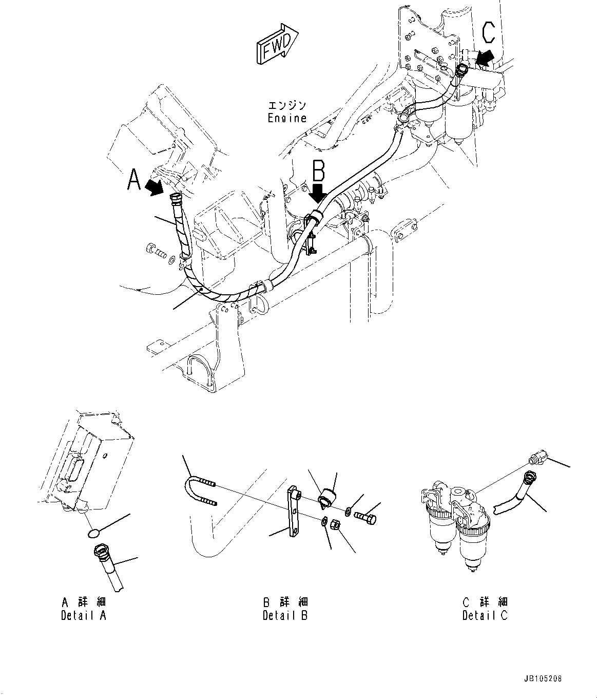 Komatsu parts book diagram for HD785-7 S/N 37001-UP (-40 deg C Spec.): ENGINE RELATED PARTS, COOLING PLATE TO WATER SEPARATOR R.H.(#34129-)