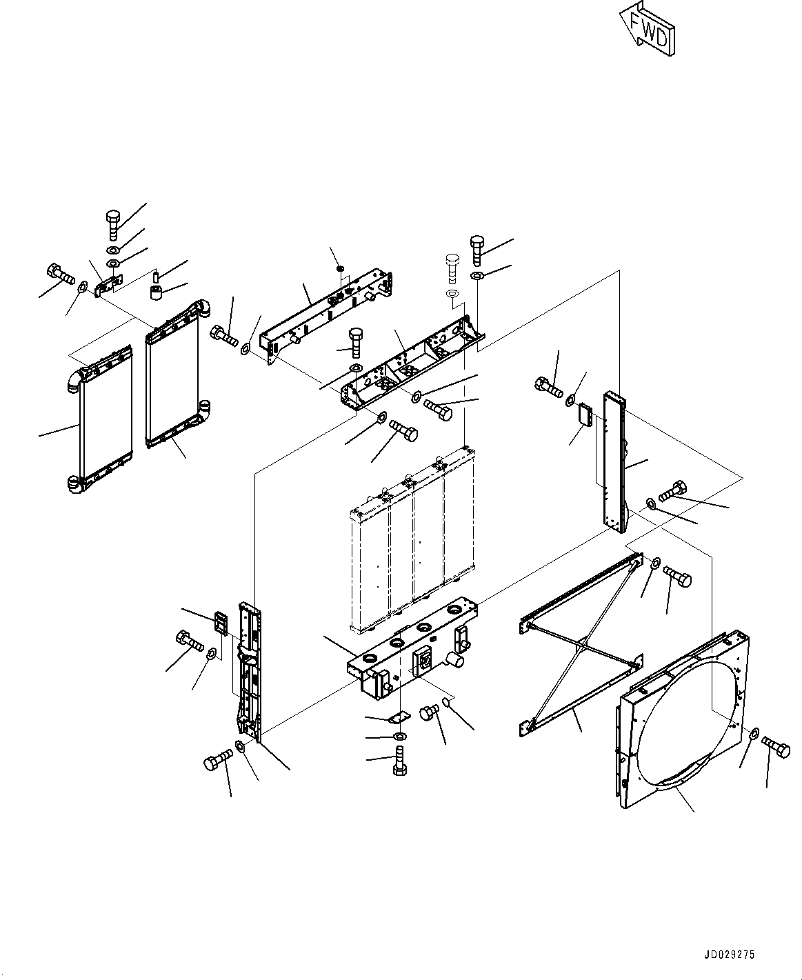 Komatsu parts book diagram for HD785-7 S/N 37001-UP (-40 deg C Spec.): COOLING SYSTEM, RADIATOR (1/2)(#30001-)