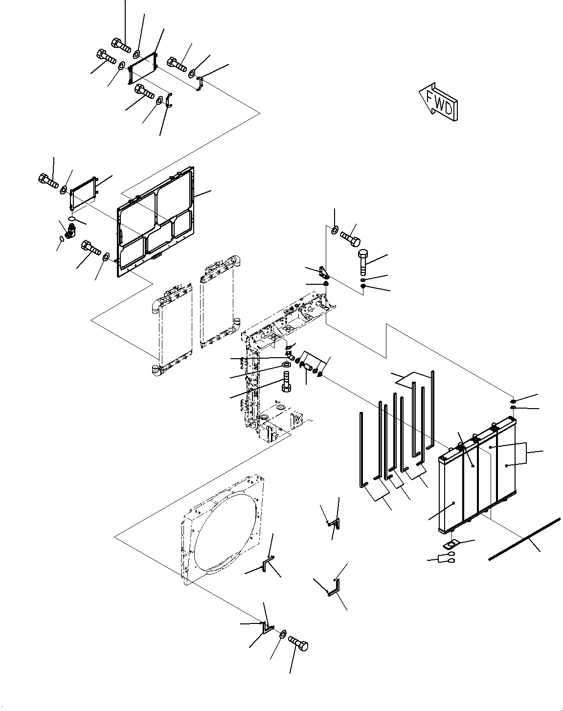 Komatsu parts book diagram for HD785-7 S/N 37001-UP (-40 deg C Spec.): COOLING SYSTEM, RADIATOR (2/2)(#30001-)