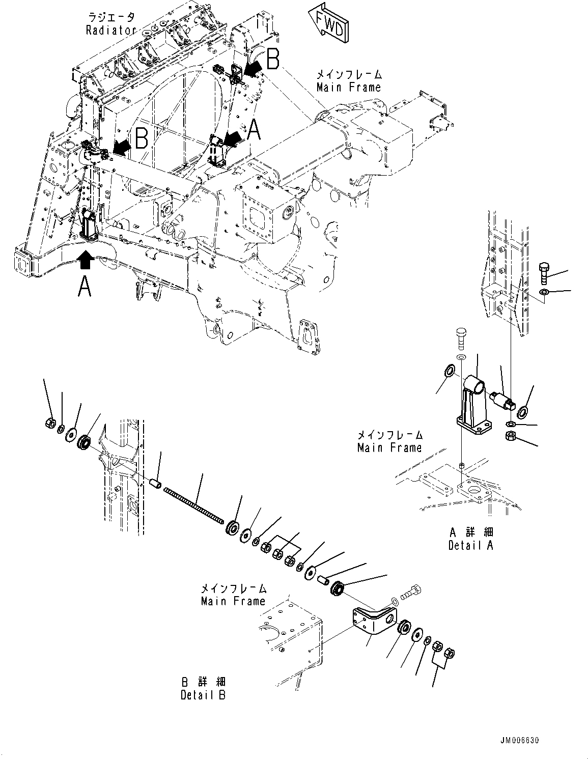 Komatsu parts book diagram for HD785-7 S/N 37001-UP (-40 deg C Spec.): COOLING SYSTEM, MOUNTING BRACKET(#30001-)