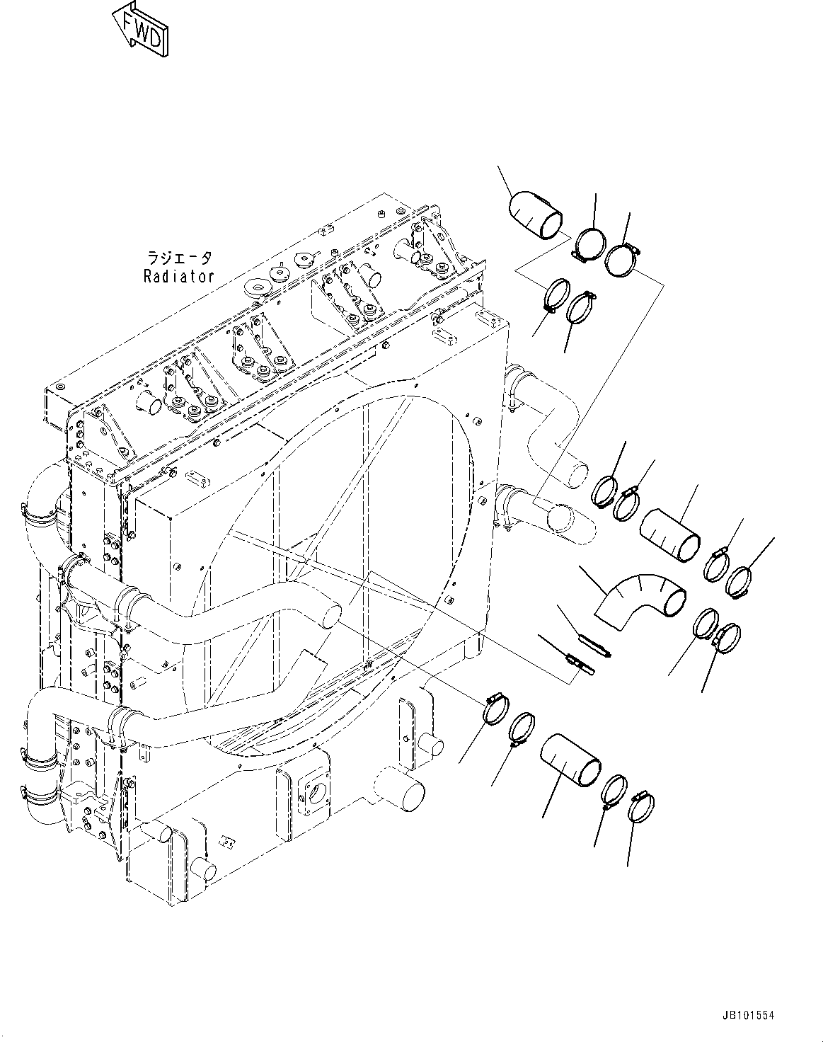 Komatsu parts book diagram for HD785-7 S/N 37001-UP (-40 deg C Spec.): COOLANT PIPING, RADIATOR TO ENGINE(#31224-)