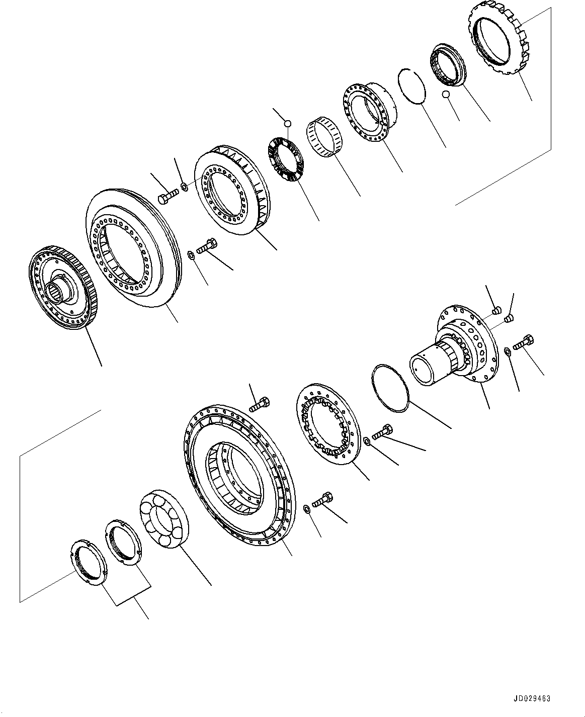 Komatsu parts book diagram for HD785-7 S/N 37001-UP (-40 deg C Spec.): TORQUE CONVERTER AND TRANSMISSION, BARE(#30001-)