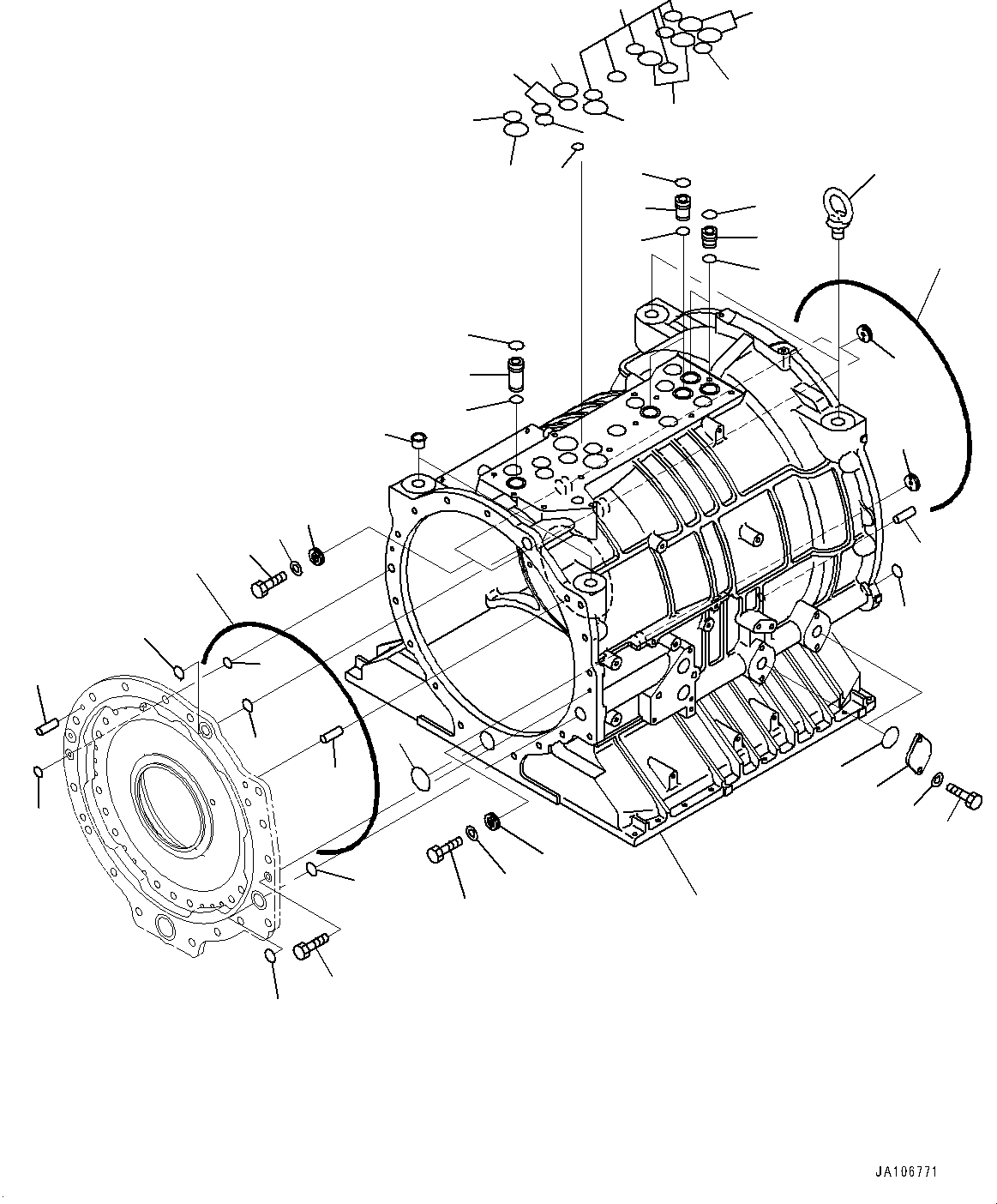 Komatsu parts book diagram for HD785-7 S/N 37001-UP (-40 deg C Spec.): TORQUE CONVERTER AND TRANSMISSION, CASE(#108937-)