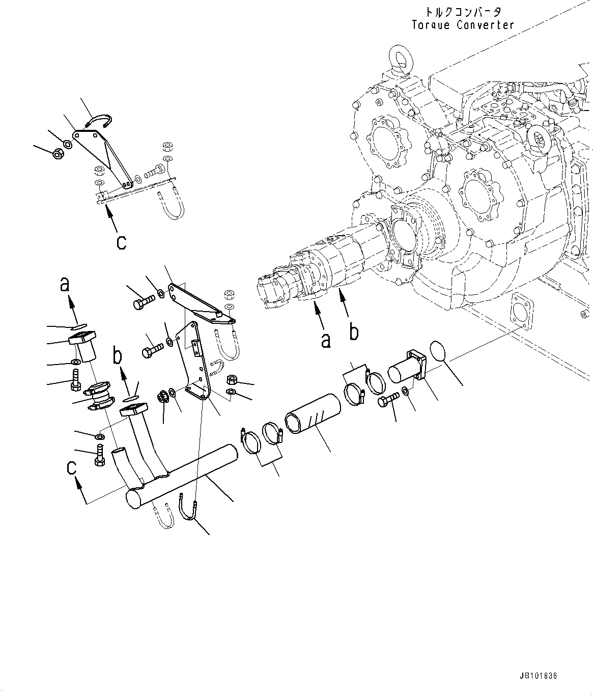 Komatsu parts book diagram for HD785-7 S/N 37001-UP (-40 deg C Spec.): TORQUE CONVERTER AND TRANSMISSION, SUCTION PIPING (1/2)(#30001-)