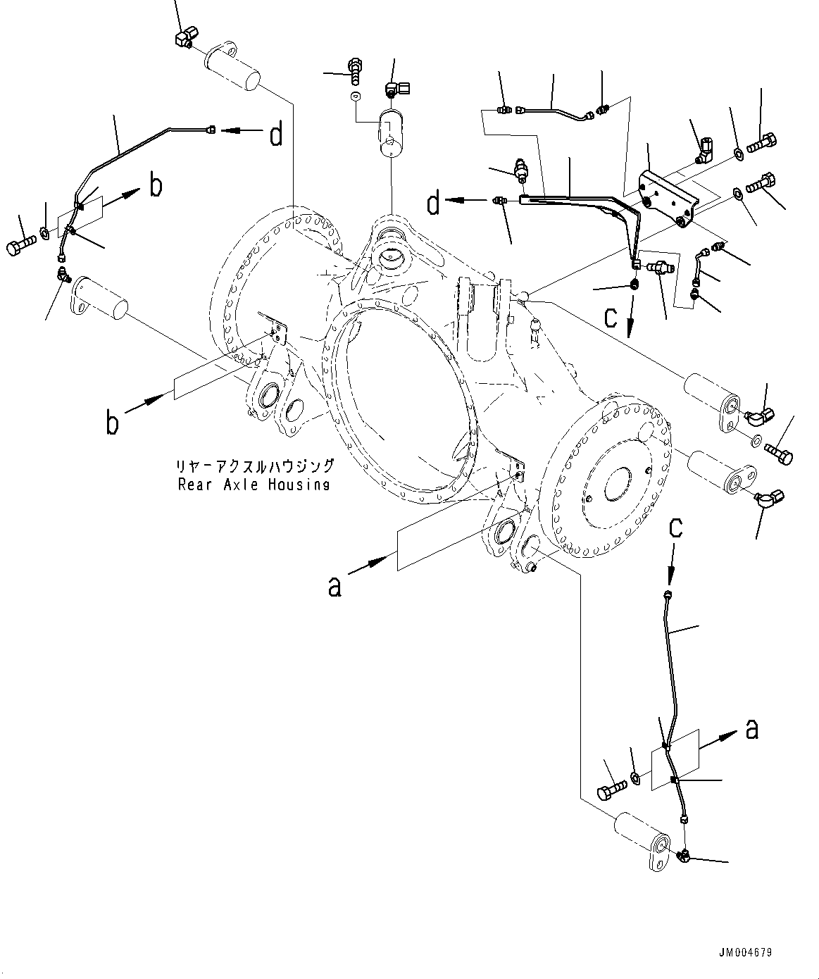 Komatsu parts book diagram for HD785-7 S/N 37001-UP (-40 deg C Spec.): REAR AXLE, LUBRICATION(#30400-30614)