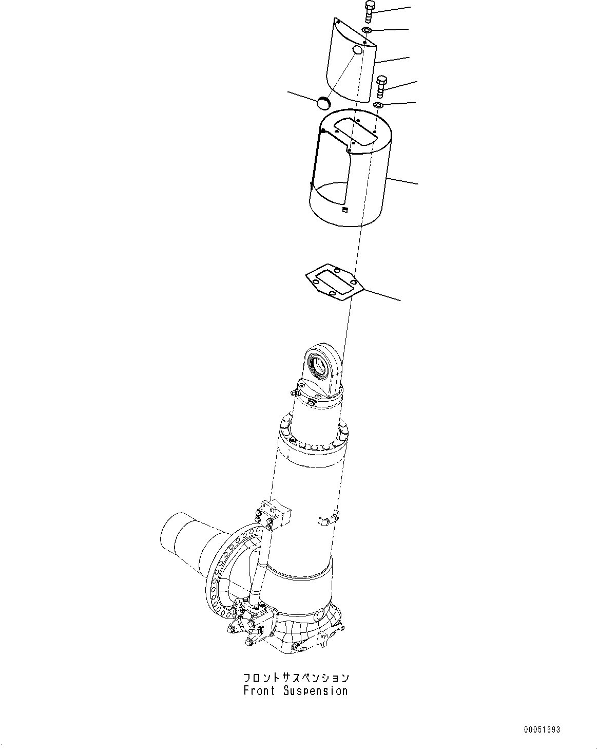 Komatsu parts book diagram for HD785-7 S/N 37001-UP (-40 deg C Spec.): FRONT AXLE, SUSPENSION COVER, R.H.(#31800-)