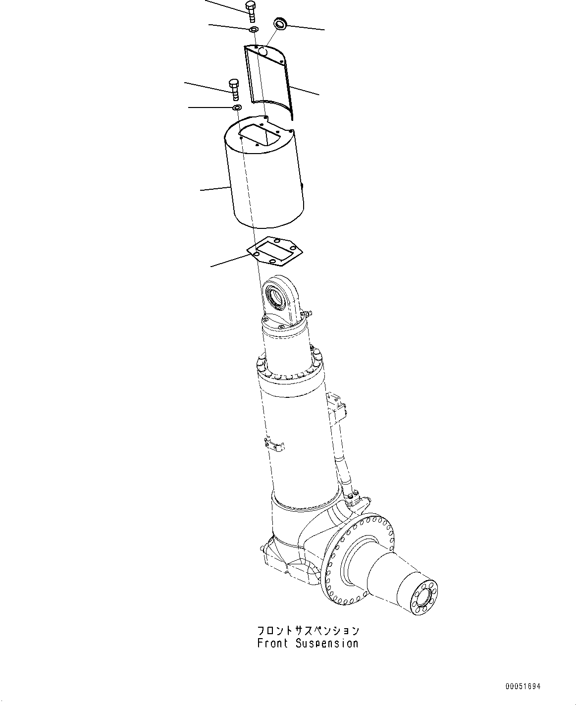 Komatsu parts book diagram for HD785-7 S/N 37001-UP (-40 deg C Spec.): FRONT AXLE, SUSPENSION COVER, L.H.(#31800-)