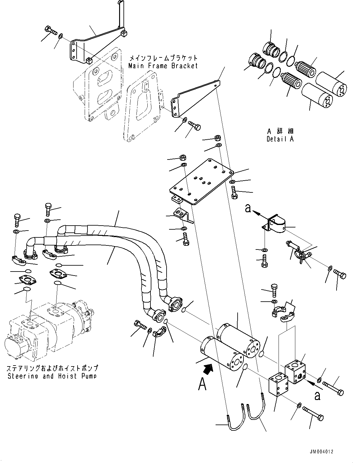 Komatsu parts book diagram for HD785-7 S/N 37001-UP (-40 deg C Spec.): STEERING AND HOIST HYDRAULIC PIPING, PUMP TO FILTER(#30001-)