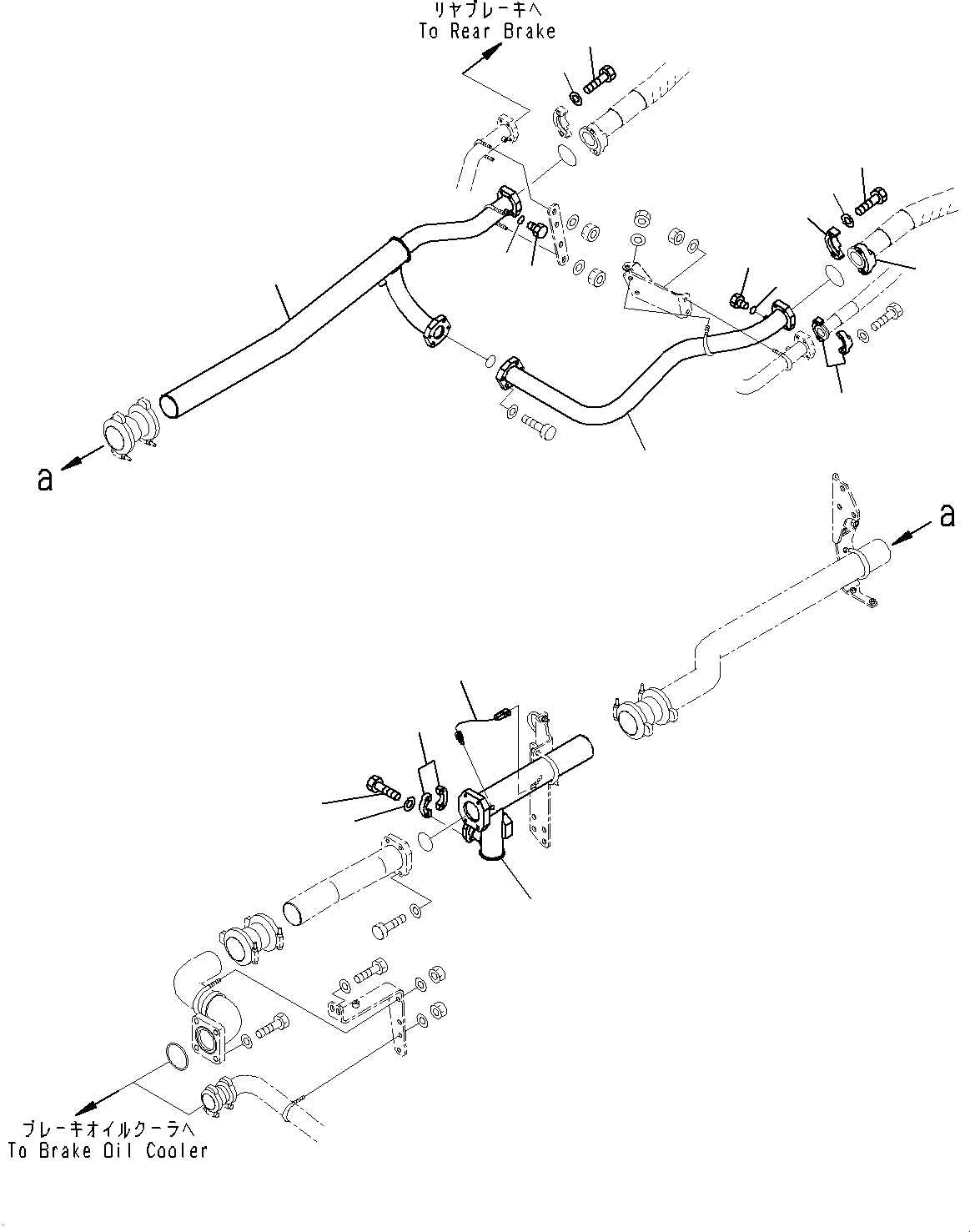 Komatsu parts book diagram for HD785-7 S/N 37001-UP (-40 deg C Spec.): BRAKE OIL COOLING HYDRAULIC PIPING, BRAKE OIL COOLER TO REAR BRAKE (1/2)(#30001-)