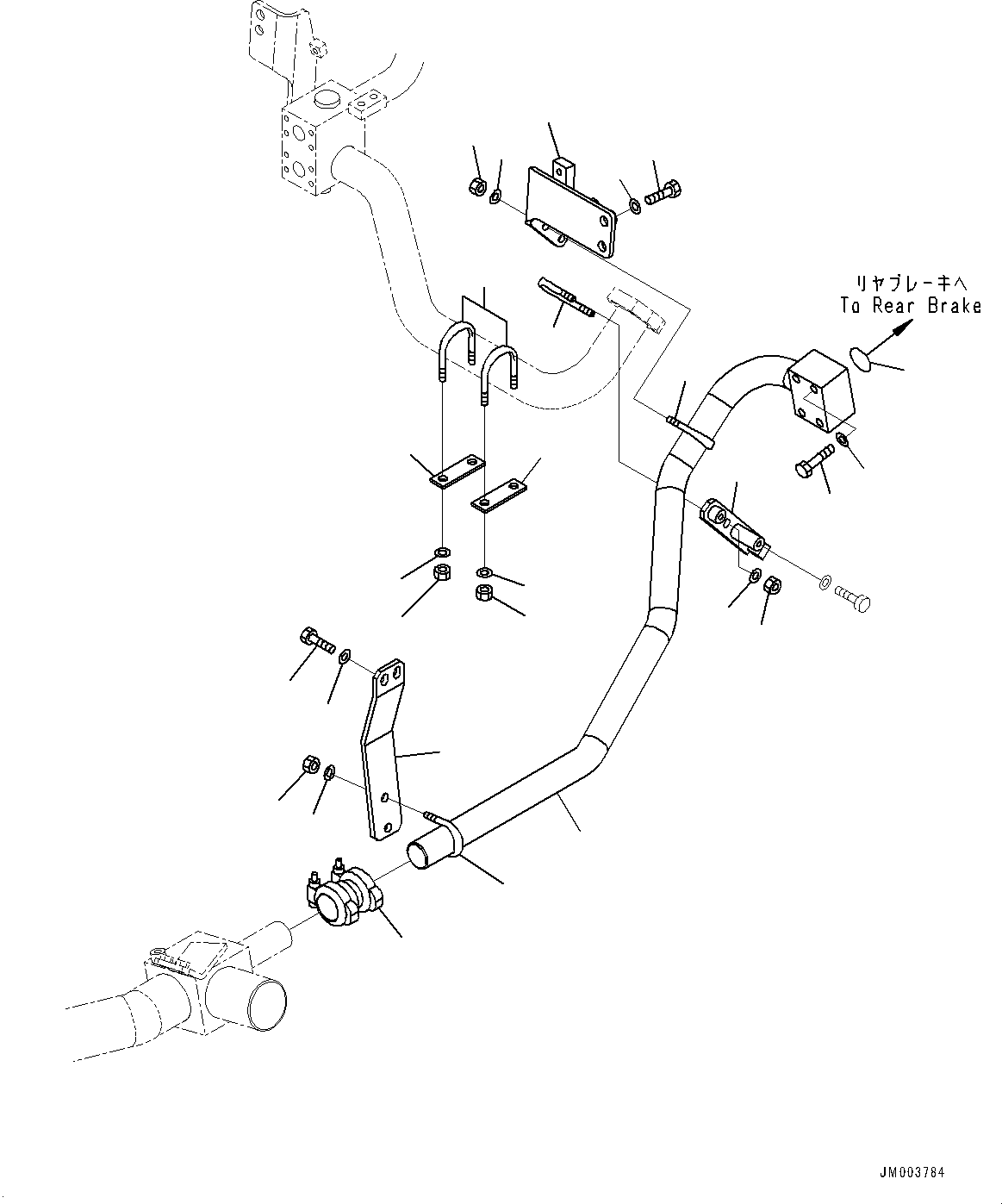 Komatsu parts book diagram for HD785-7 S/N 37001-UP (-40 deg C Spec.): BRAKE OIL COOLING HYDRAULIC PIPING, BRAKE CONTROL VALVE TO FILTER(#8989-)