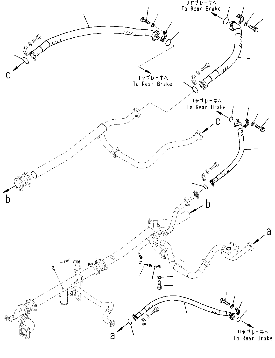 Komatsu parts book diagram for HD785-7 S/N 37001-UP (-40 deg C Spec.): BRAKE OIL COOLING HYDRAULIC PIPING, SENSOR(#30001-)