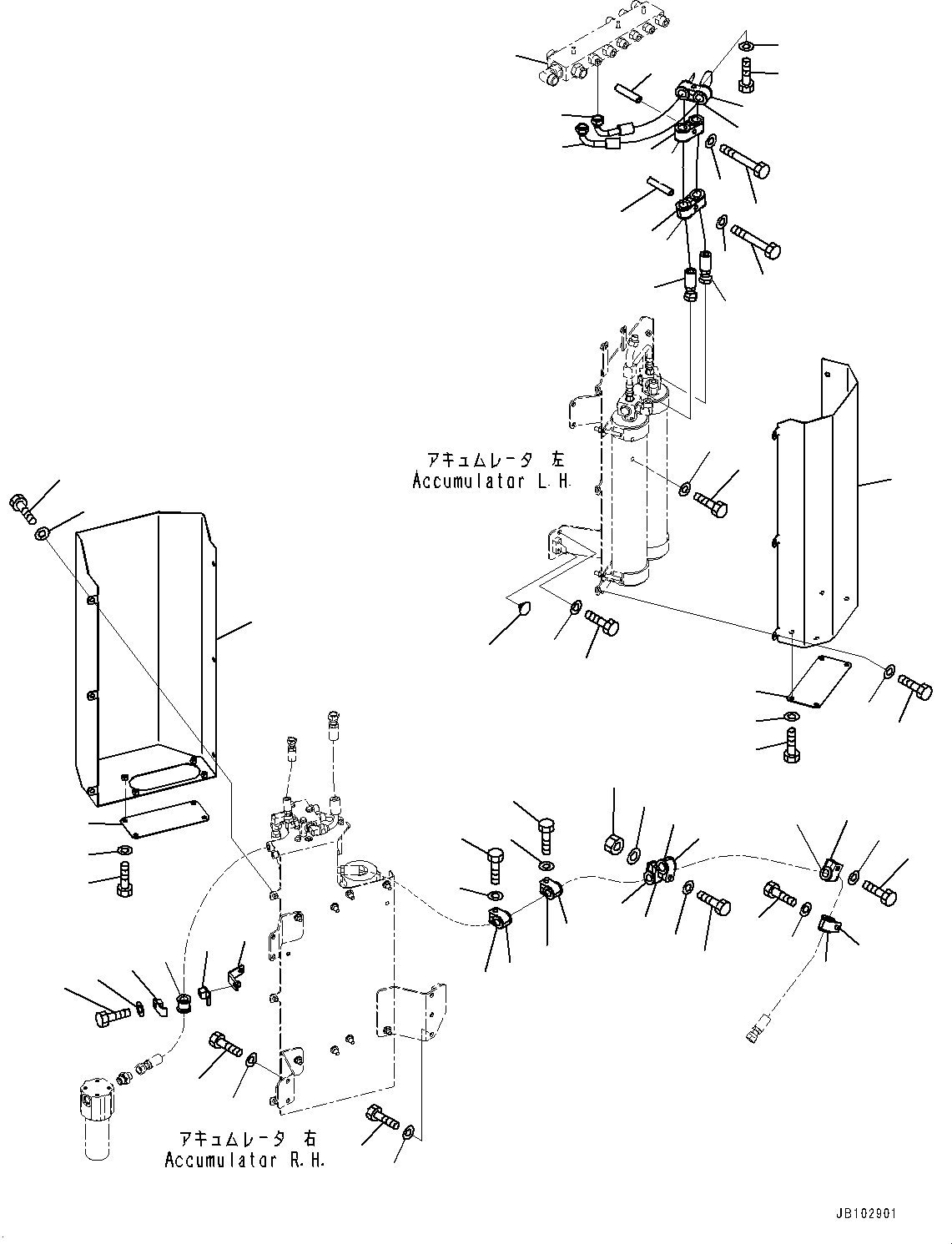 Komatsu parts book diagram for HD785-7 S/N 37001-UP (-40 deg C Spec.): ACCUMULATOR, ACCUMULATOR MOUNTING(#30001-)