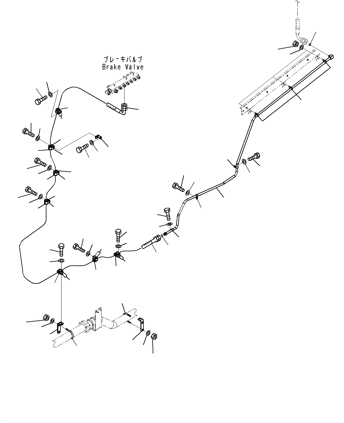 Komatsu parts book diagram for HD785-7 S/N 37001-UP (-40 deg C Spec.): BRAKE PIPING, FRAME L.H.(#30001-)