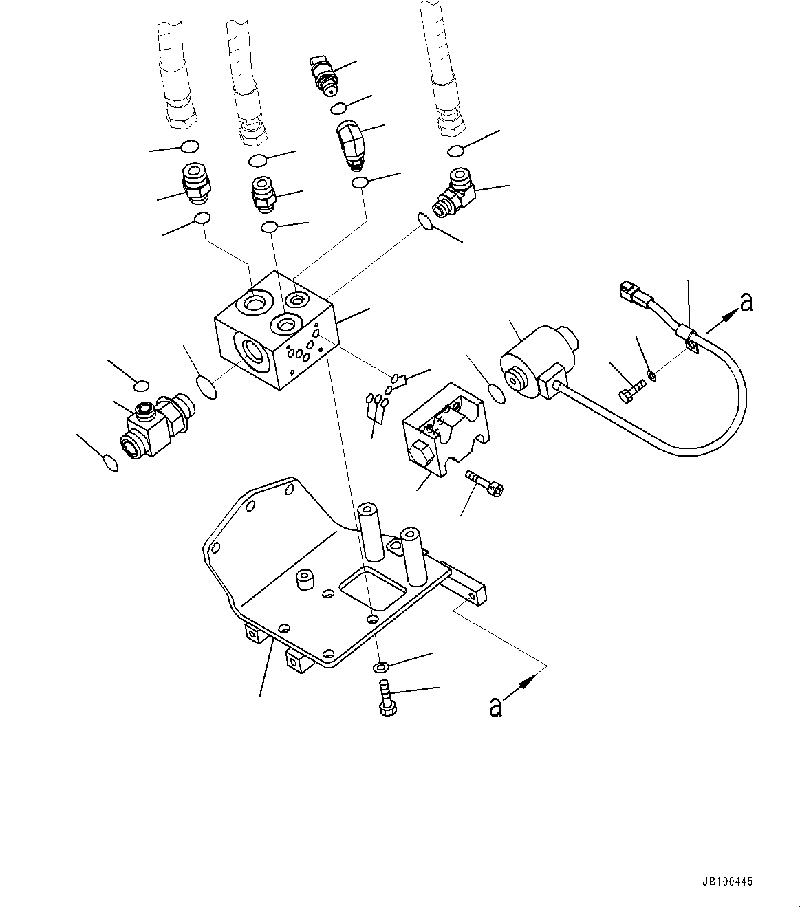 Komatsu parts book diagram for HD785-7 S/N 37001-UP (-40 deg C Spec.): BRAKE PIPING, PARKING BRAKE VALVE(#32096-32358)