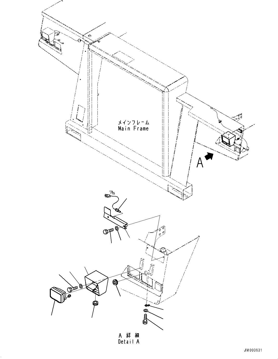Komatsu parts book diagram for HD785-7 S/N 37001-UP (-40 deg C Spec.): FRONT SUPPORT, VHMS SENSOR AND FOG LAMP(#30001-)