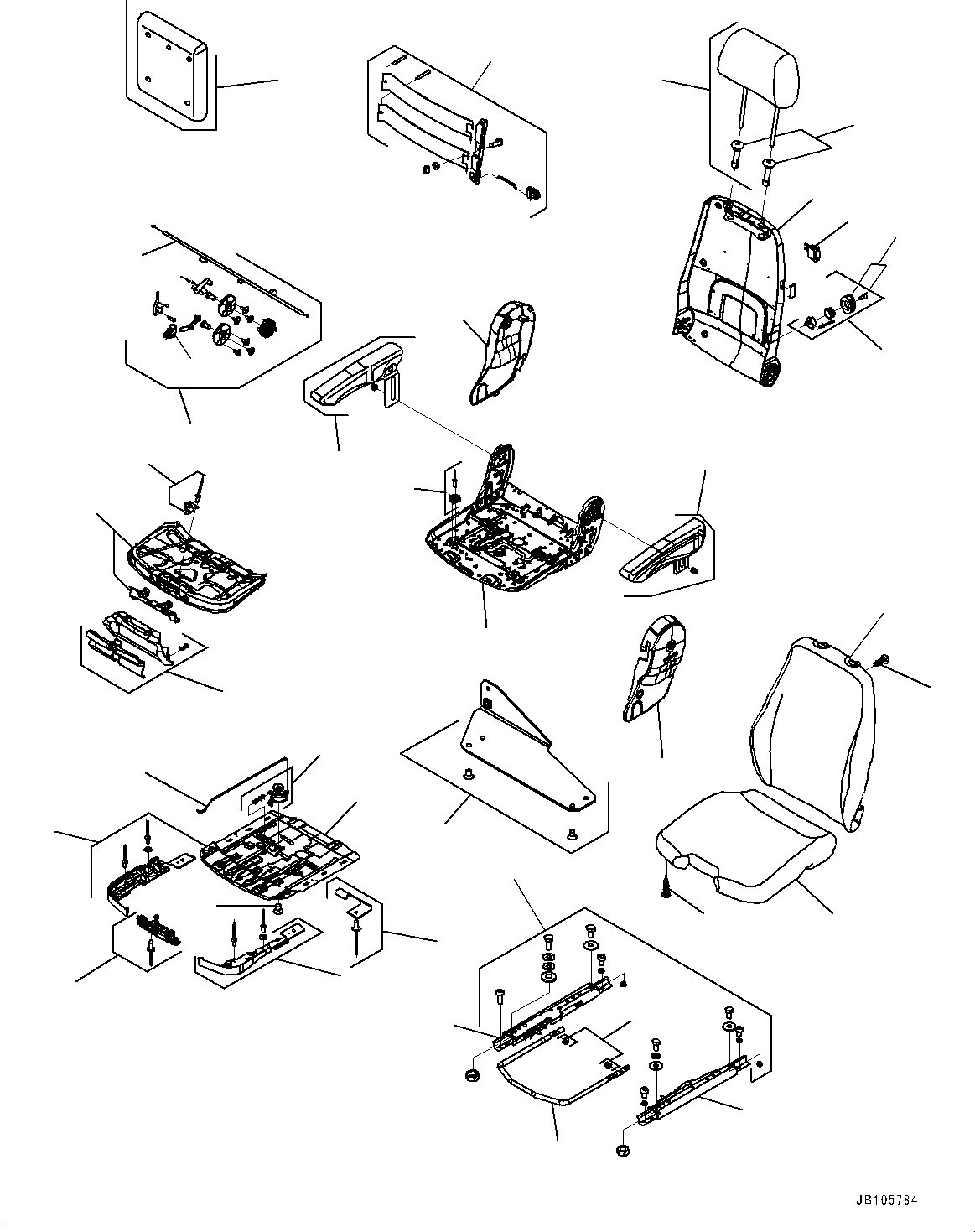 Komatsu parts book diagram for HD785-7 S/N 37001-UP (-40 deg C Spec.): OPERATOR'S SEAT, OPERATOR'S SEAT,GRAMMER (1/2)(#37001-)