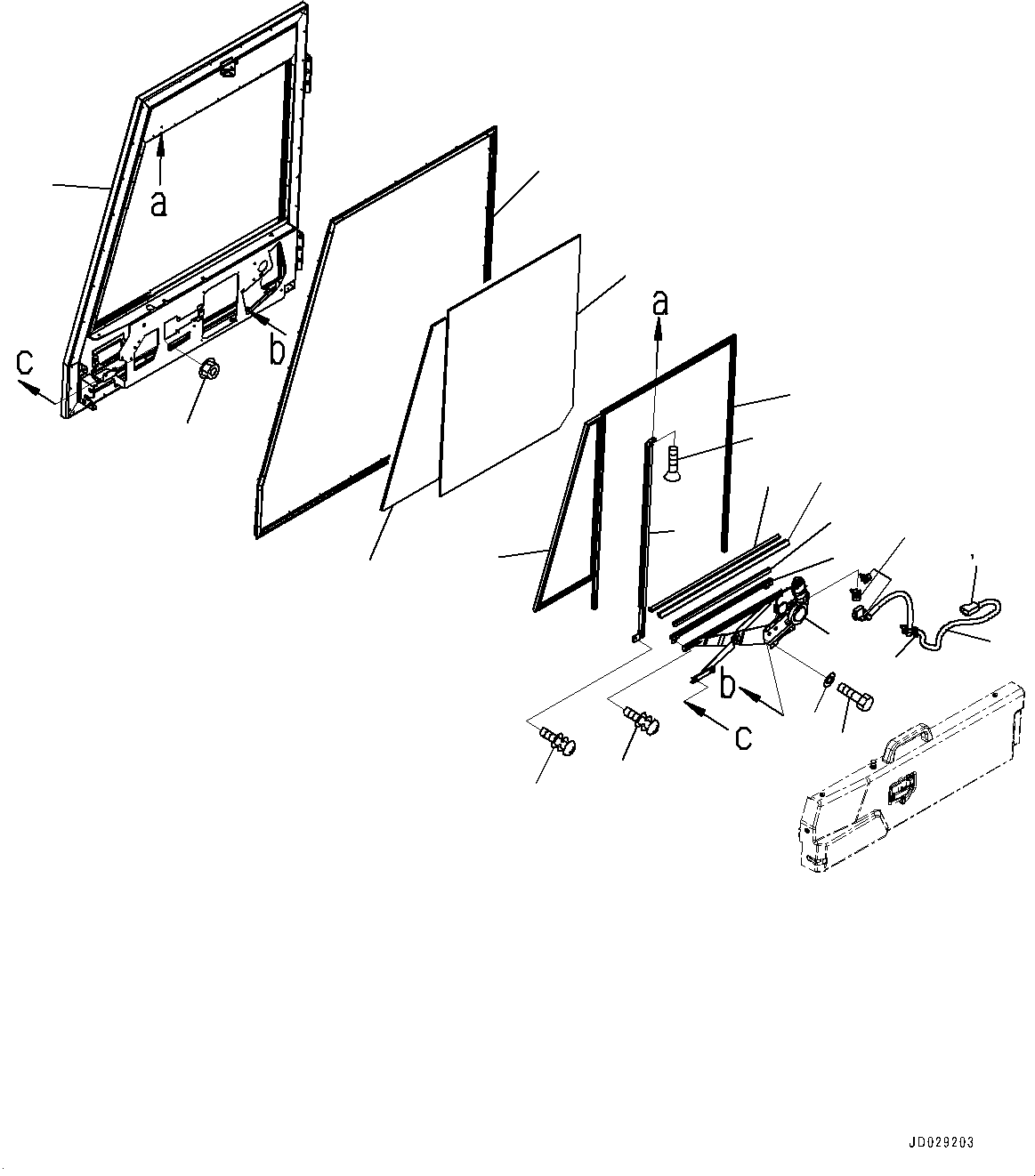 Komatsu parts book diagram for HD785-7 S/N 37001-UP (-40 deg C Spec.): CAB, DOOR, R.H.(#37001-)