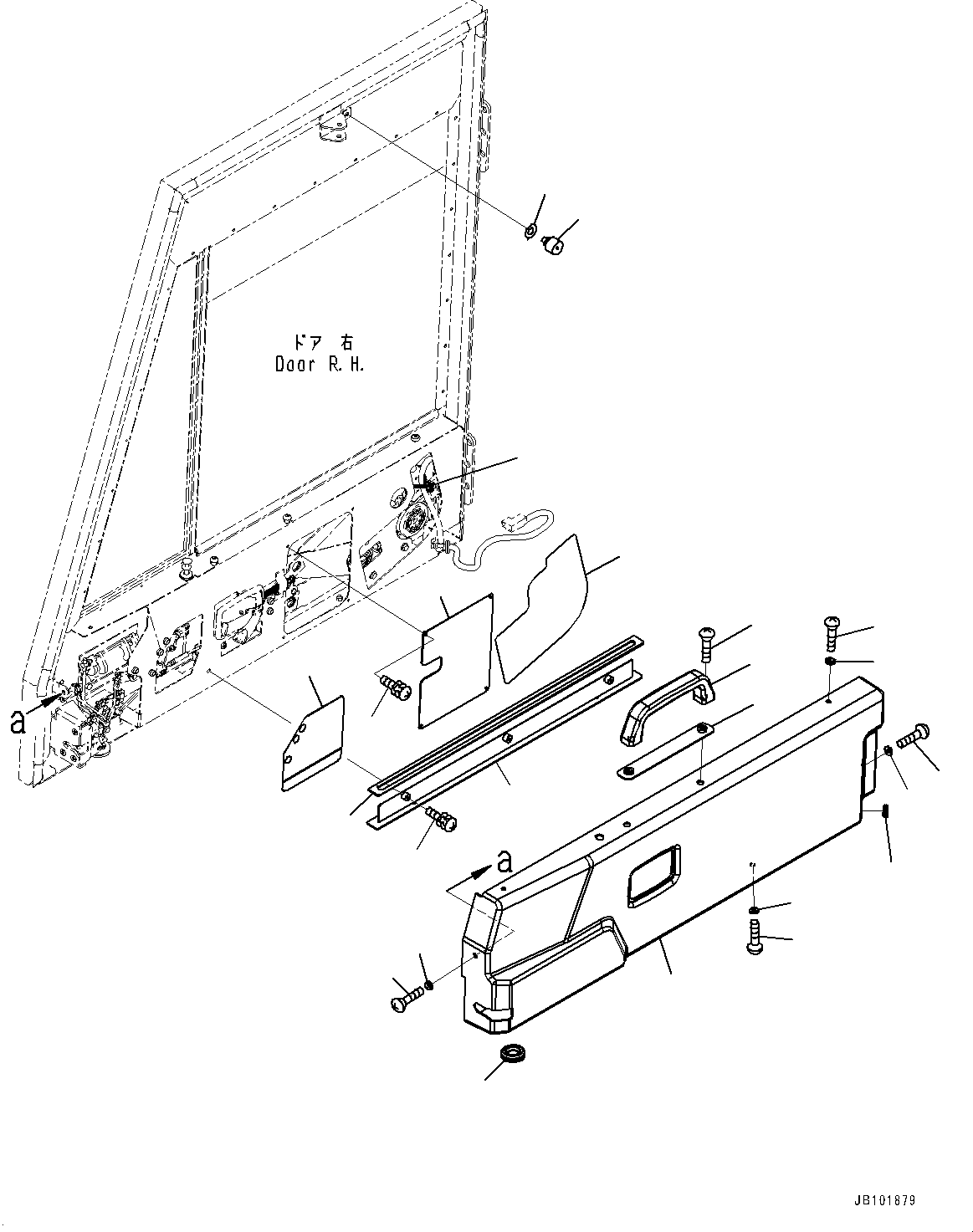 Komatsu parts book diagram for HD785-7 S/N 37001-UP (-40 deg C Spec.): CAB, DOOR COVER, R.H.(#37001-)