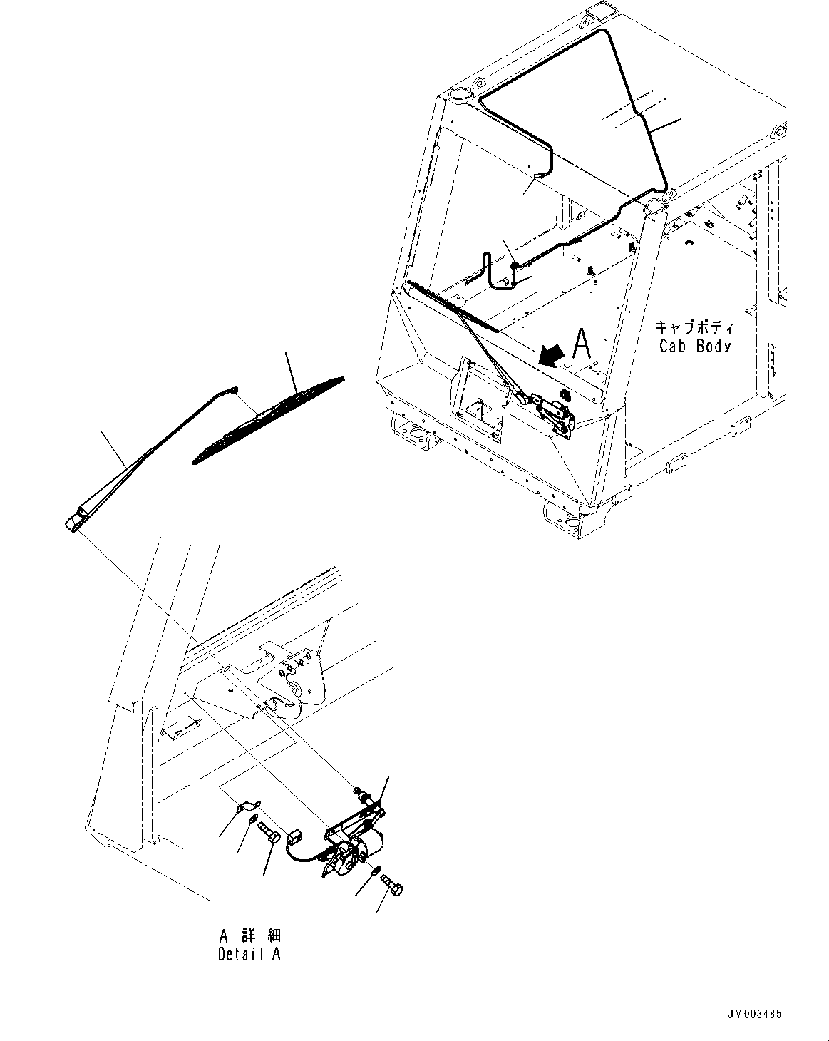 Komatsu parts book diagram for HD785-7 S/N 37001-UP (-40 deg C Spec.): CAB, WIPER(#37001-)